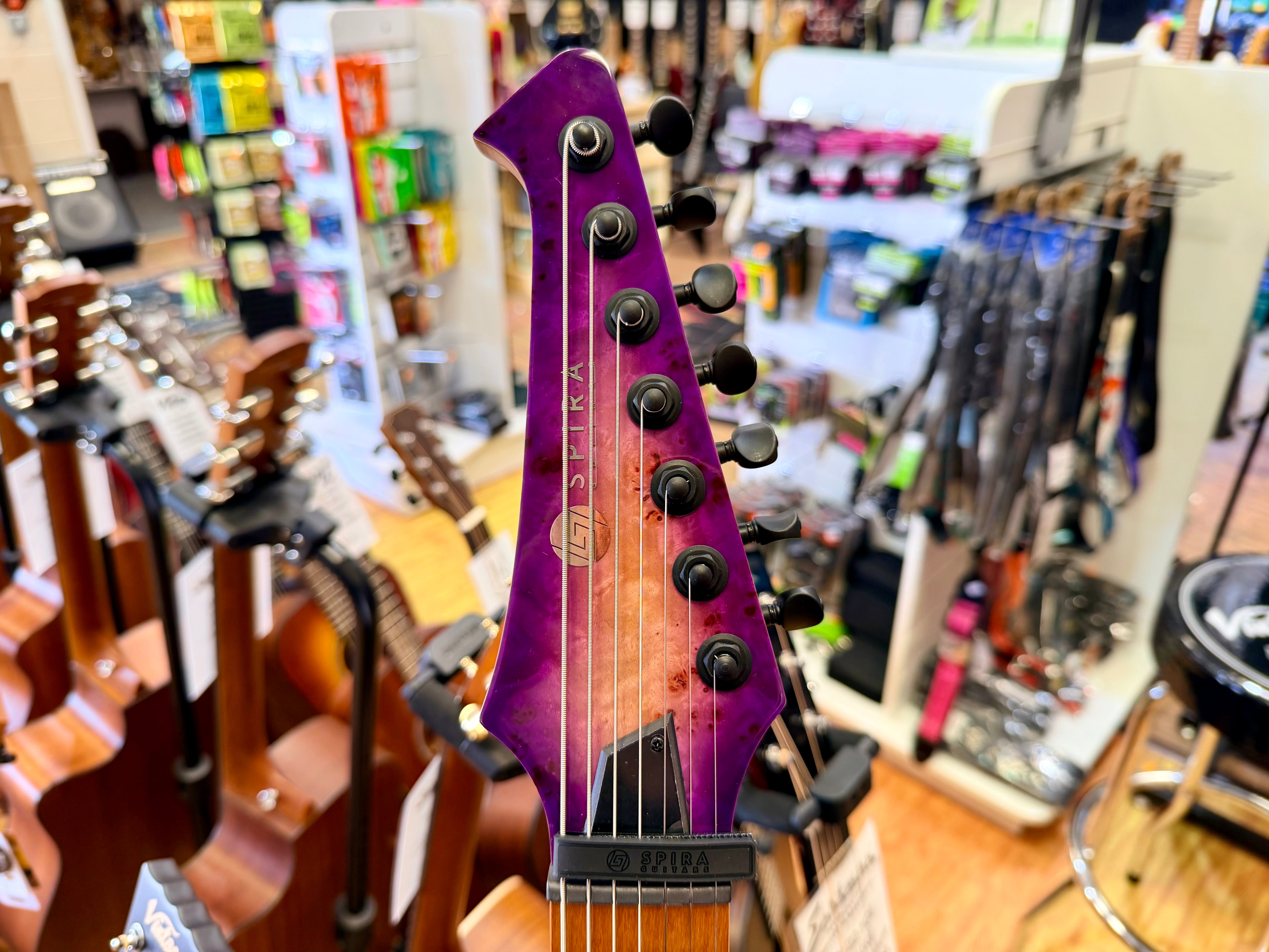 ⚡️NEW⚡️ Spira S-457 7 String Trans Purple~ Poplar Burl Top Electric Guitar~ 2026