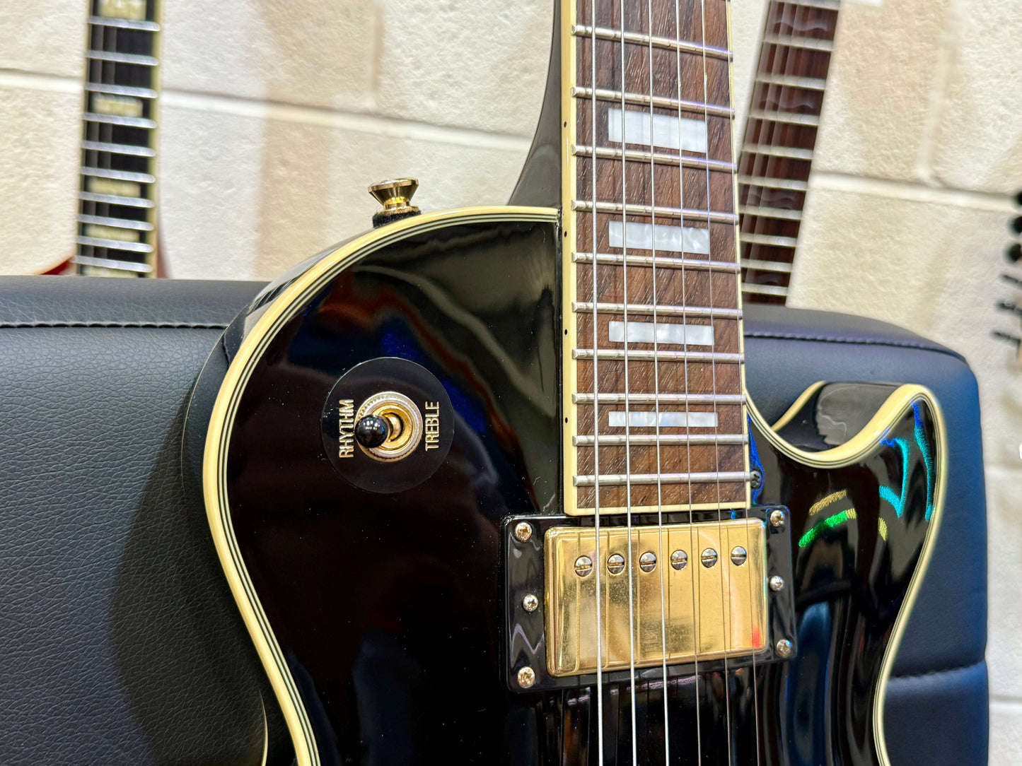 π₯2016π₯ Epiphone Les Paul Custom Pro~ Ebony/Black & Gold~ Coil Tap~Ex Condition