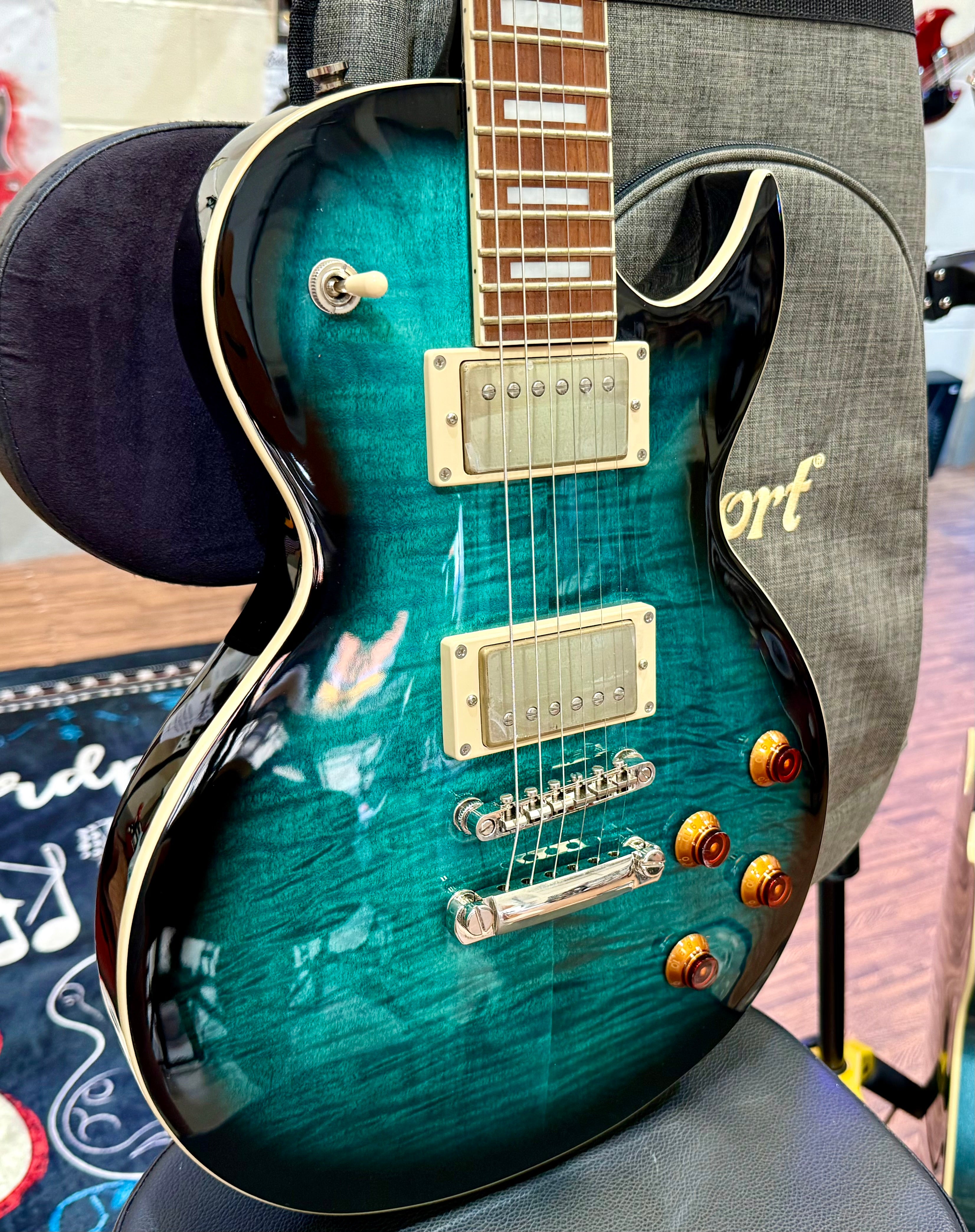 🌟 2025 LAUNCH OFFER 🌟 Cort CR250 Les Paul Guitar~ Dark Blue Burst + BAG!