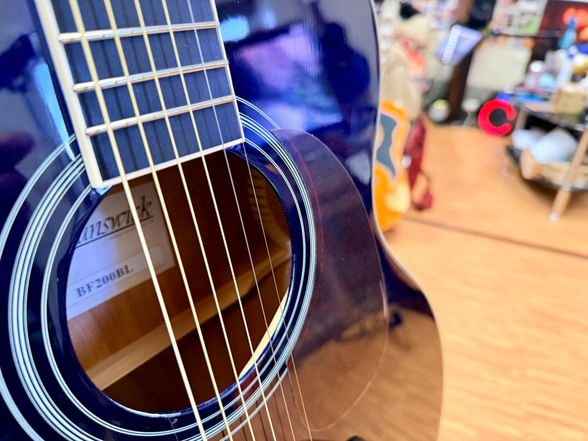 Brunswick BF200BL Mahogany Folk Acoustic Guitar~ Blue Gloss