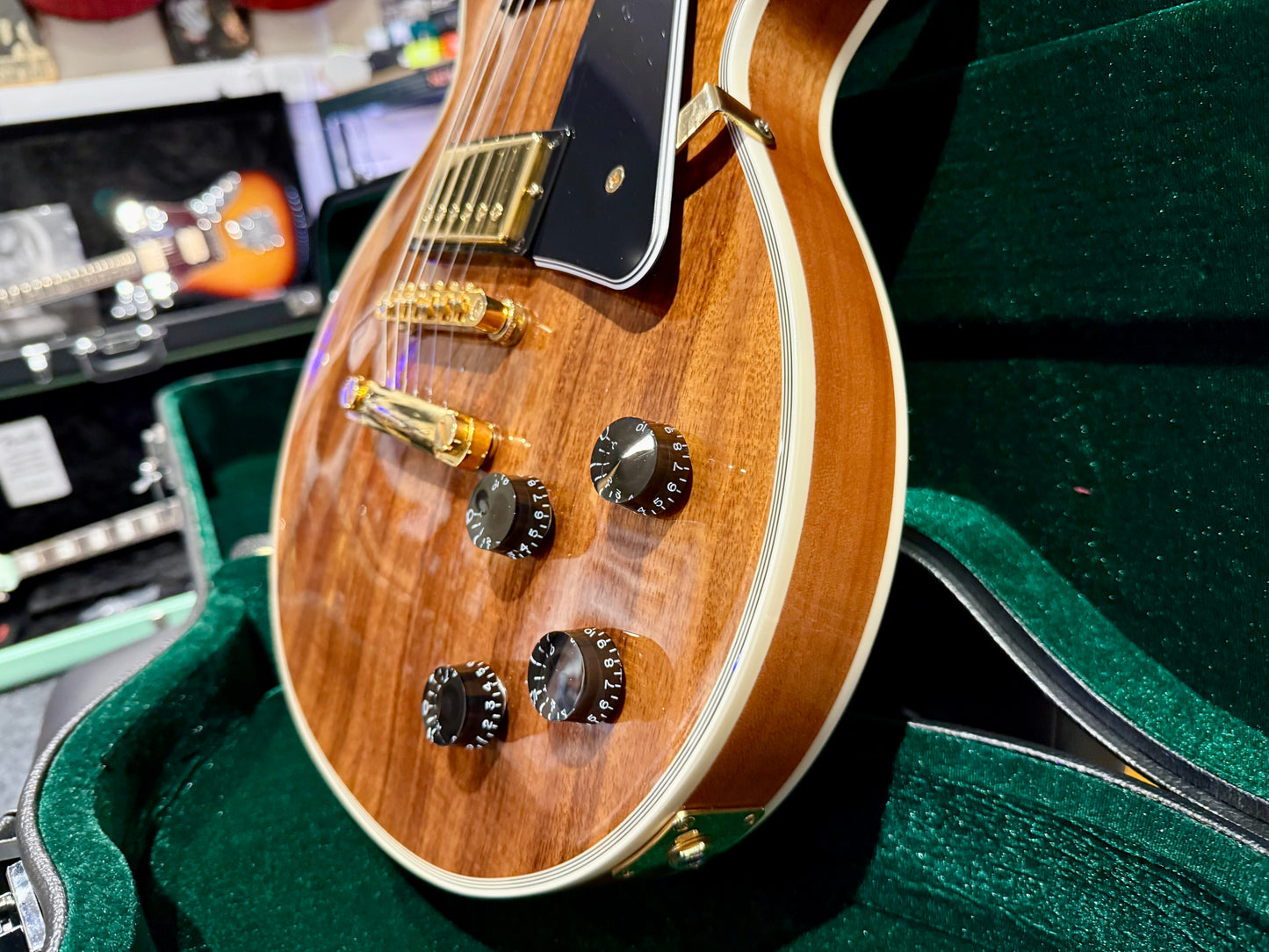 🔥MINT 2022🔥 Epiphone Les Paul Custom Koa Natural~ Gold Hardware~ Hard Case!
