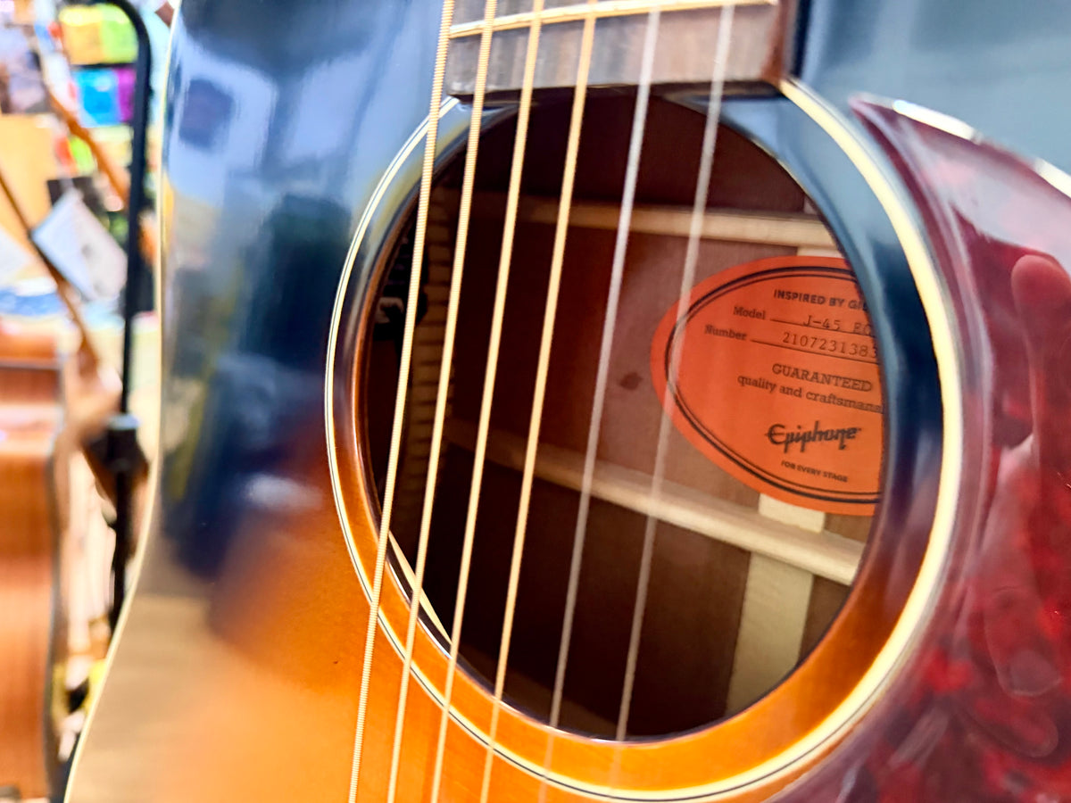 Epiphone Inspired by Gibson J-45 Cutaway Electro-Acoustic~ Hiscox Case~ Sunburst