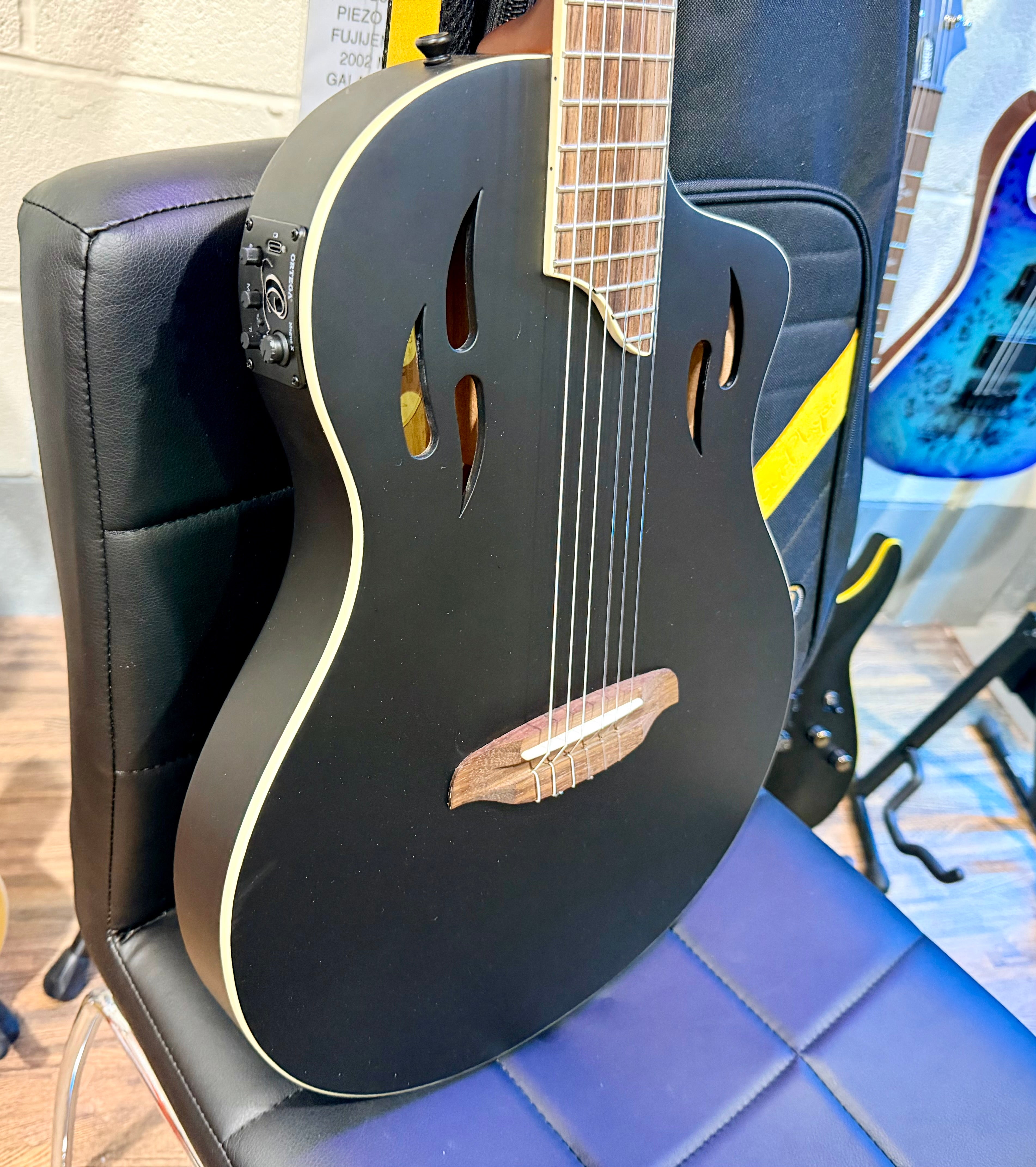 🔥NEW🔥 Ortega TourPlayer Electro-Acoustic Classical Guitar~ Nylon Thin~ Black!