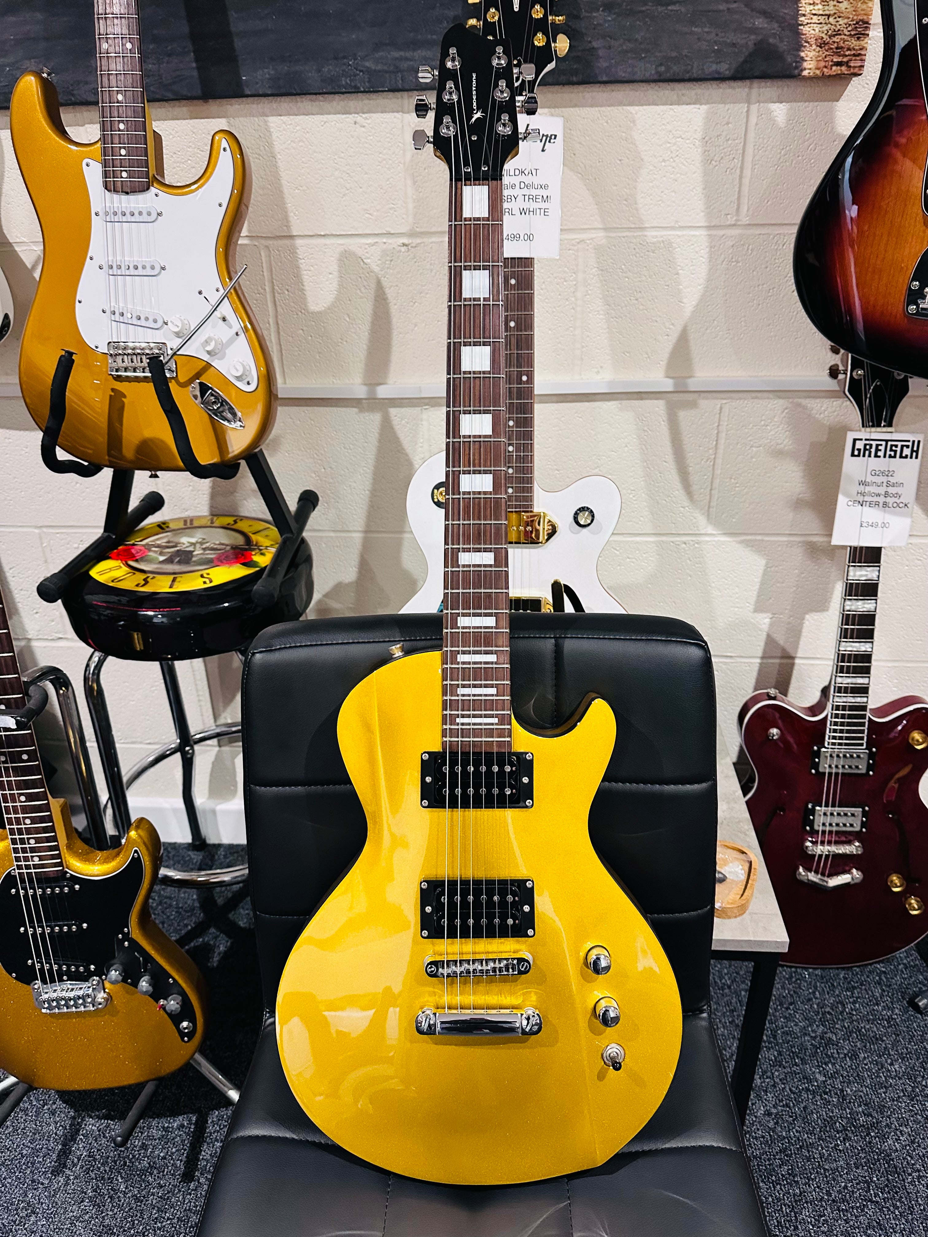 🌟ULTRA RARE & SPECIAL🌟 Lodestone UK Pulse Les Paul Shape Electric Guitar~ Gold