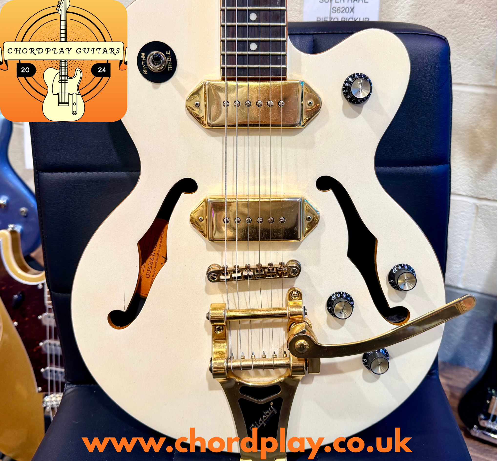 π2015π Epiphone Wildkat Royale~ Custom Shop Ltd Ed~ Pearl White~ Semi-Hollow!