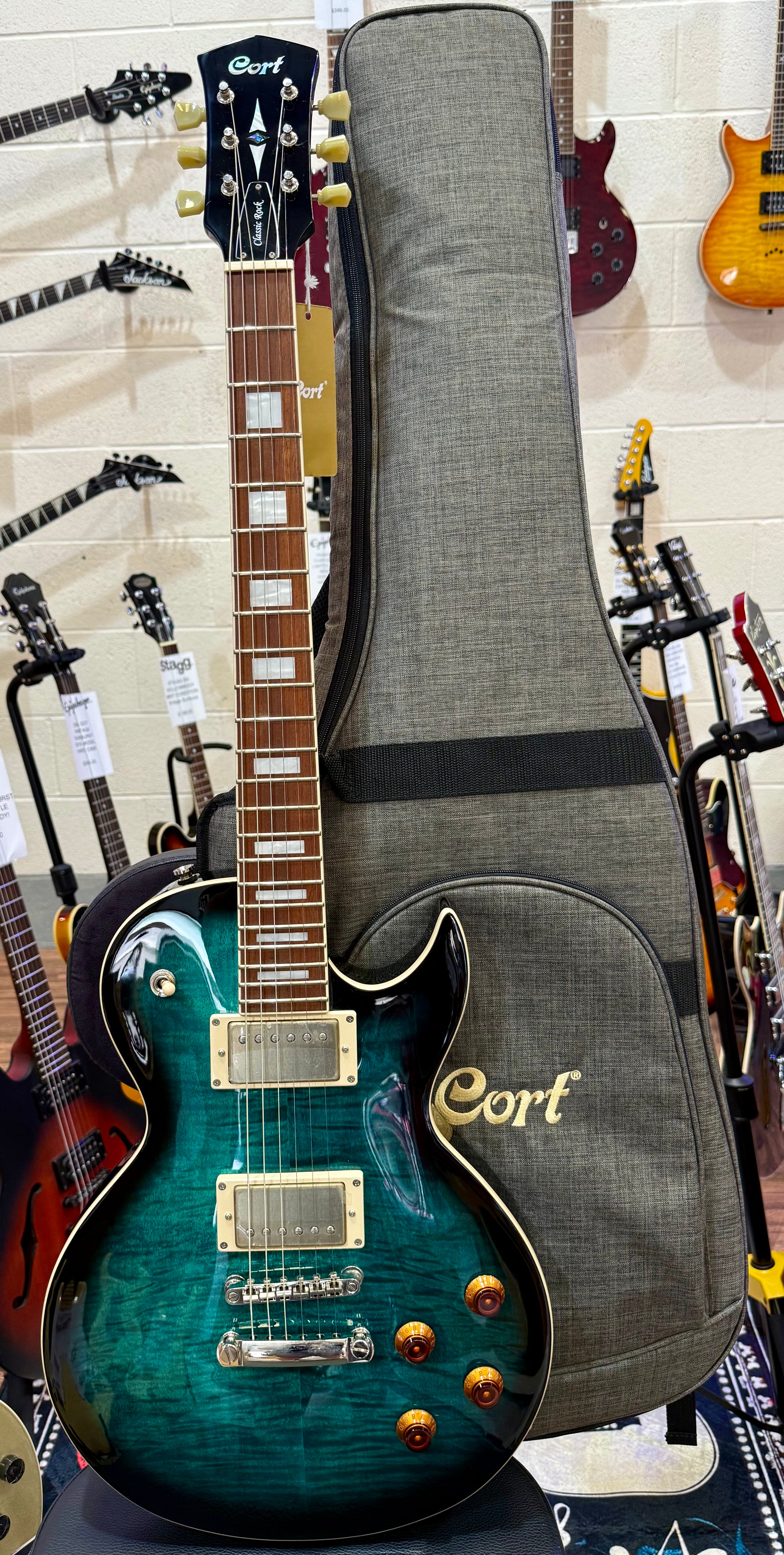 🌟 2025 LAUNCH OFFER 🌟 Cort CR250 Les Paul Guitar~ Dark Blue Burst + BAG!