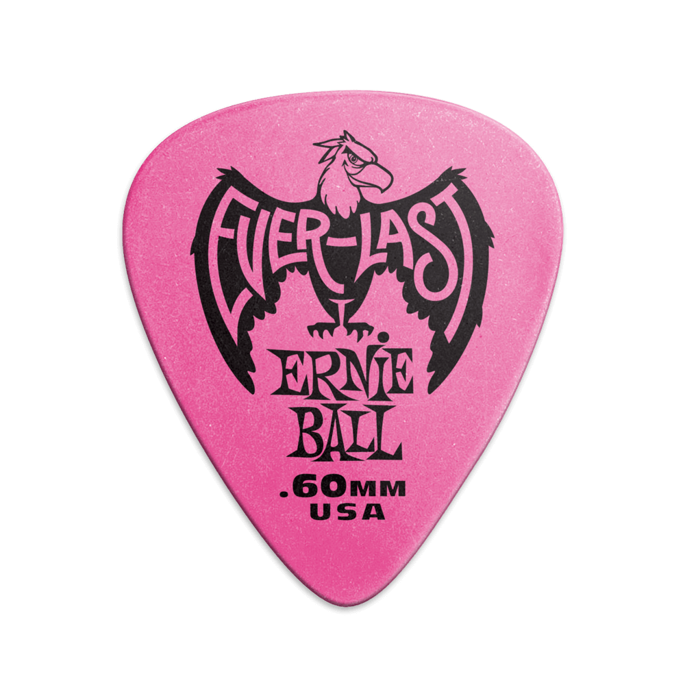Ernie Ball Everlast Picks- 0.60mm Pink 12 Pack