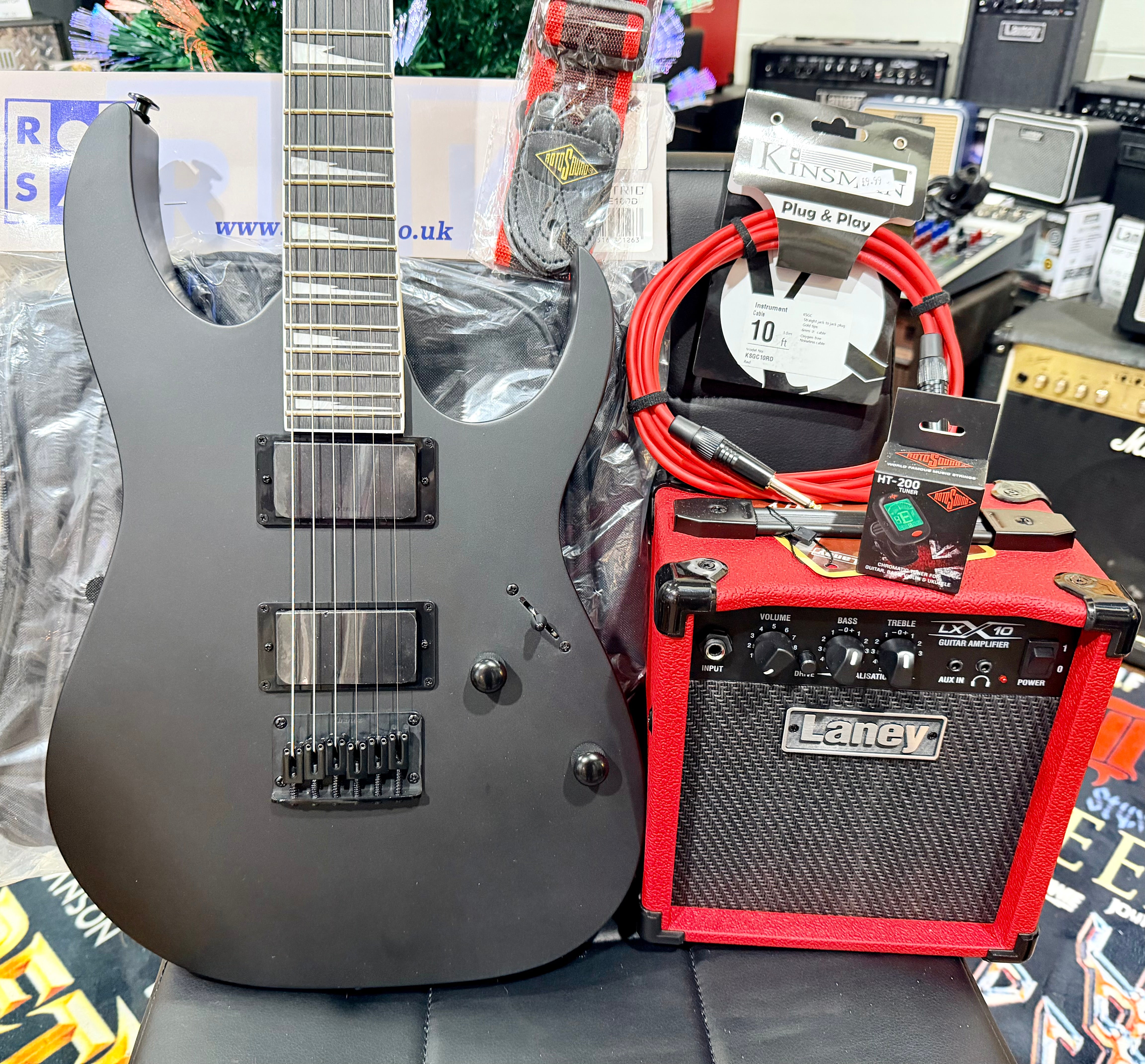 ๐ ELECTRIC GUITAR STARTER PACK ๐ Ibanez Gio GRG121DX~Black Flat~ Laney Amp, Bag ,Tuner