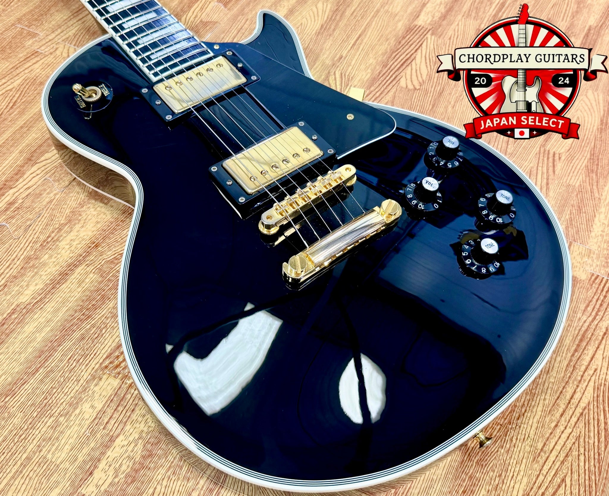 π₯2018π₯ Edwards E-LP-105CD Les Paul Custom Ebony~ Made In Japan βESPβ MIJ + Bag