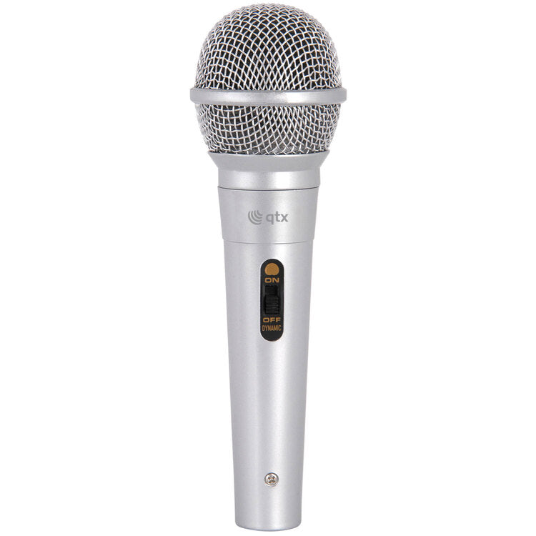 QTX DM11S Dynamic Microphone, Cardioid, XLR to 6.3mm Jack, Silver