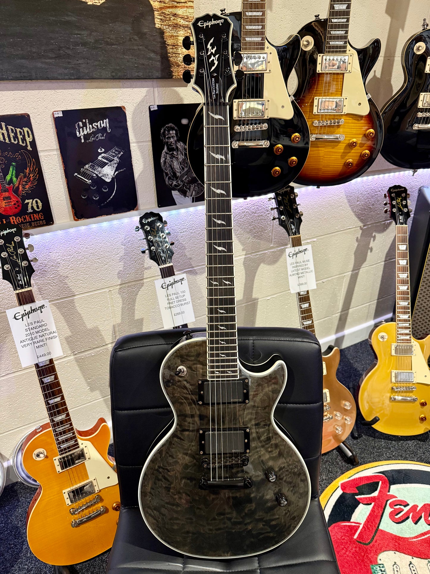 🔥2008🔥 Epiphone Les Paul Custom Prophecy EX~ Midnight Ebony~ EMG’s + Case!