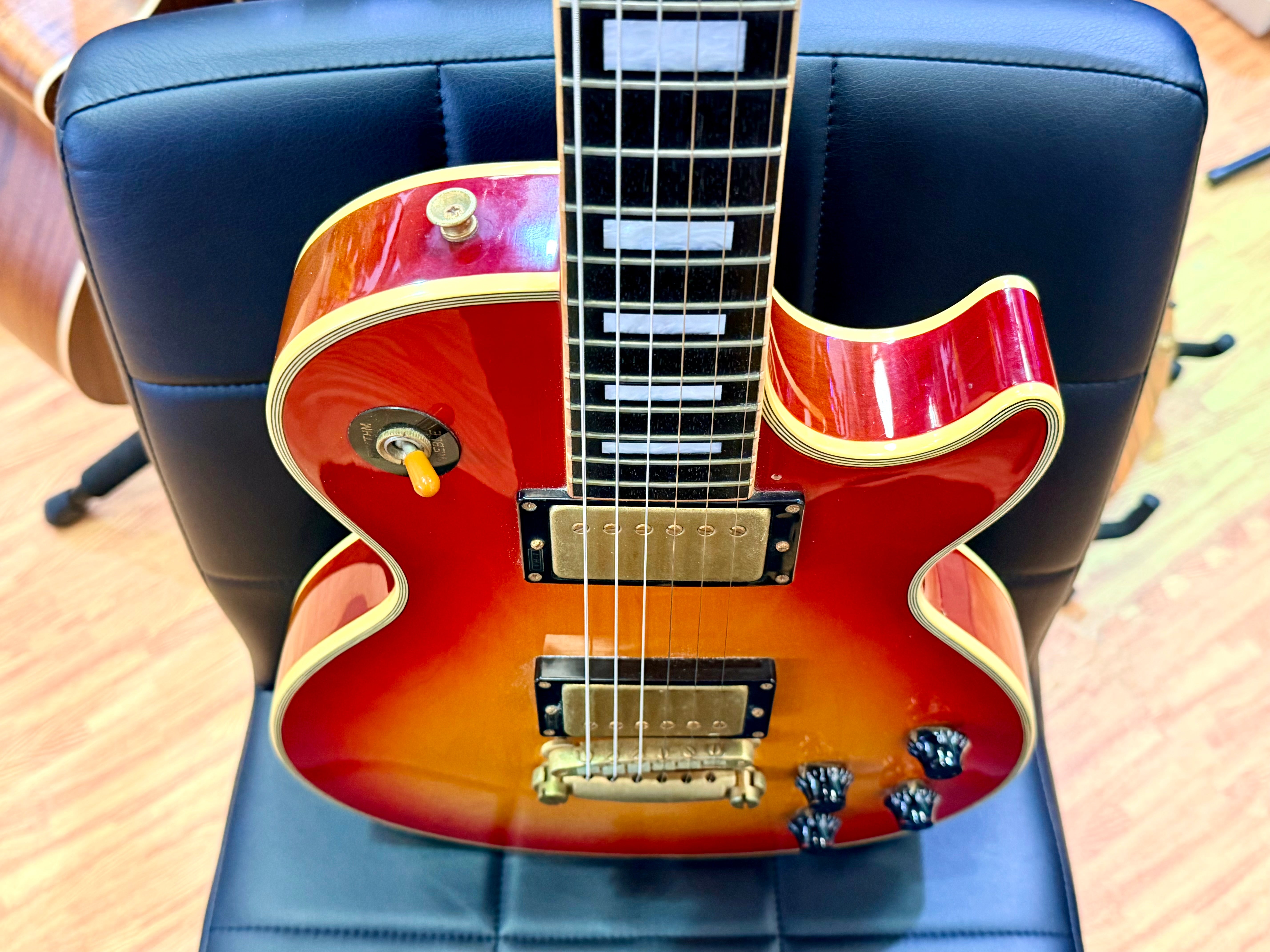 π₯1980βs MIJπ₯ Burny Les Paul Custom~ Cherry Sunburst~ Ebony~ Japan Import π―π΅