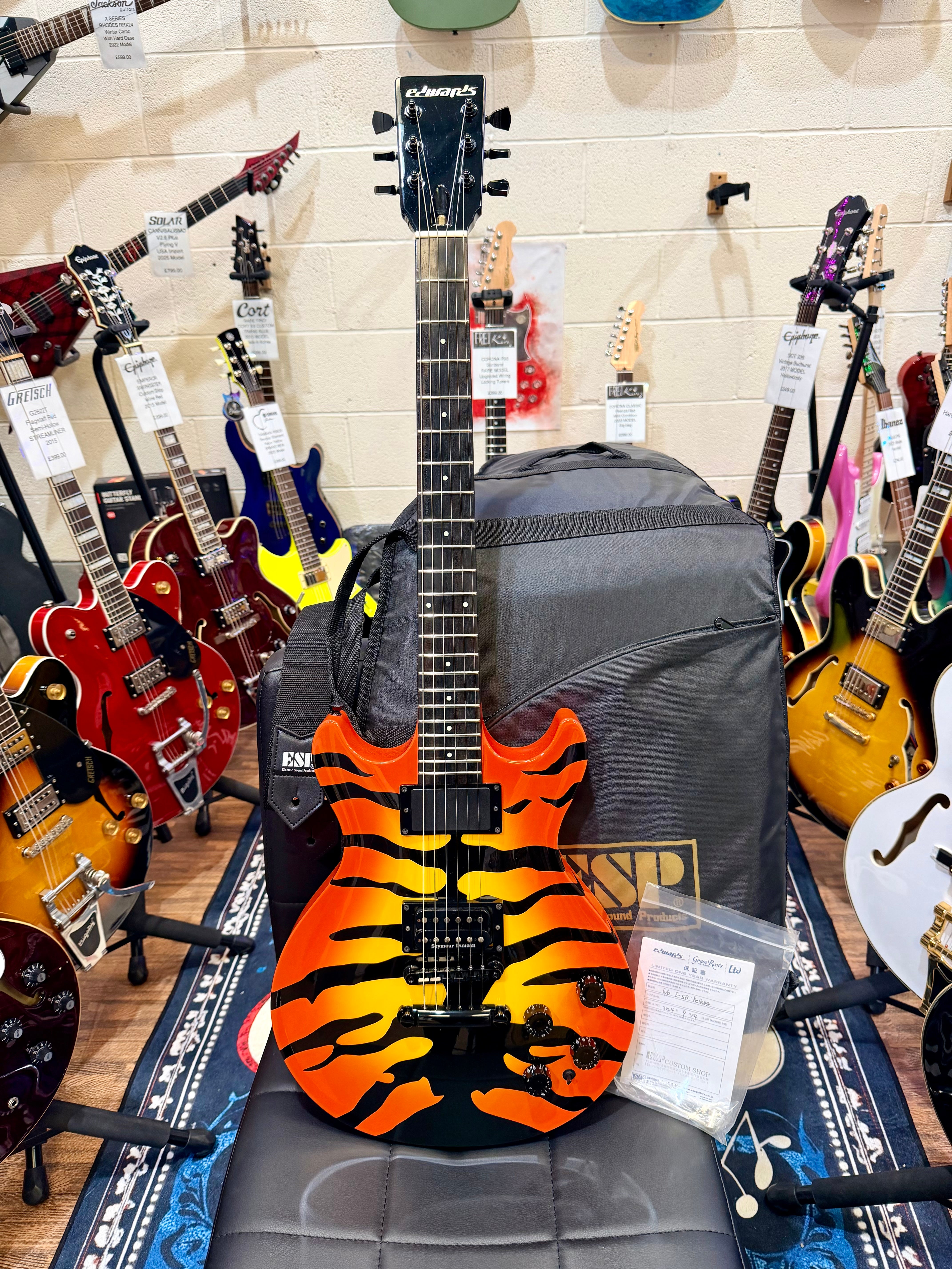 π― Edwards ESP E-SR-Kellogg Orange Tiger~ Sukeroku Ken Yokoyama~Made In Japan π―
