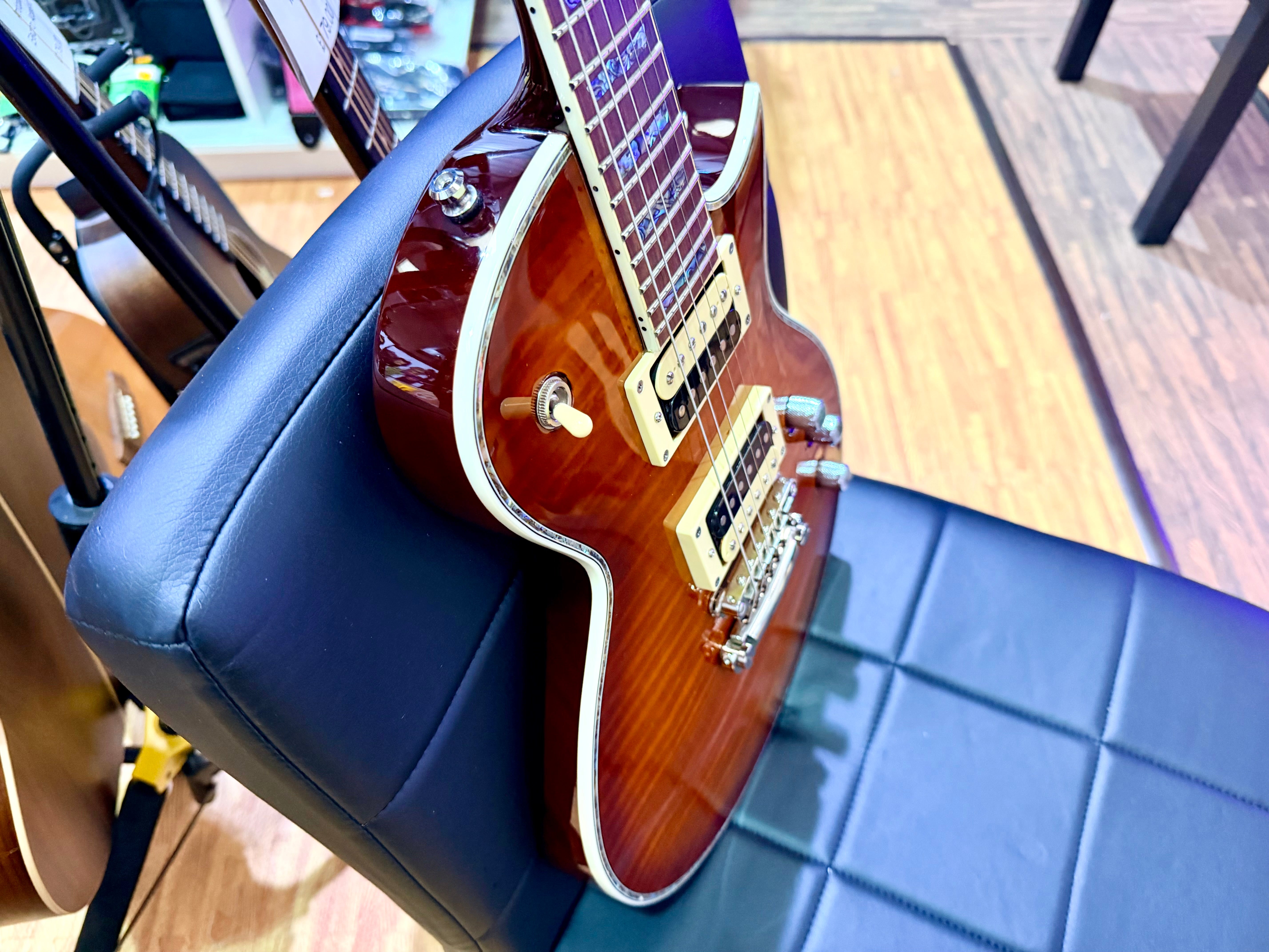 🔥2018🔥 ESP LTD EC-1000 Deluxe Amber Sunburst Electric Guitar + Case~ Abalone!