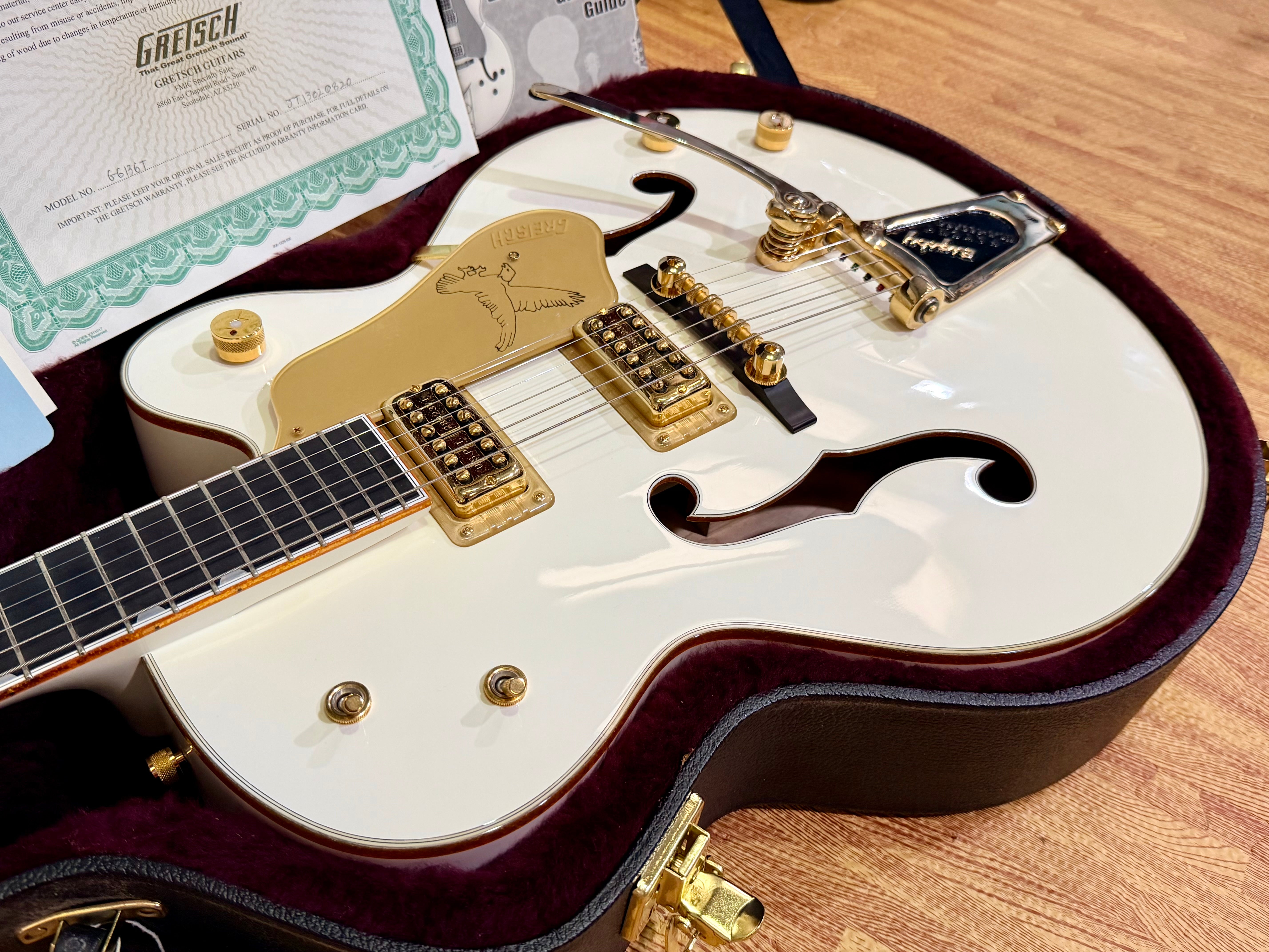 ✨MINT✨ 2013 Gretsch G6136T White Falcon MIJ~ Japan~ Bigsby~ Case & Docs~ Gold!