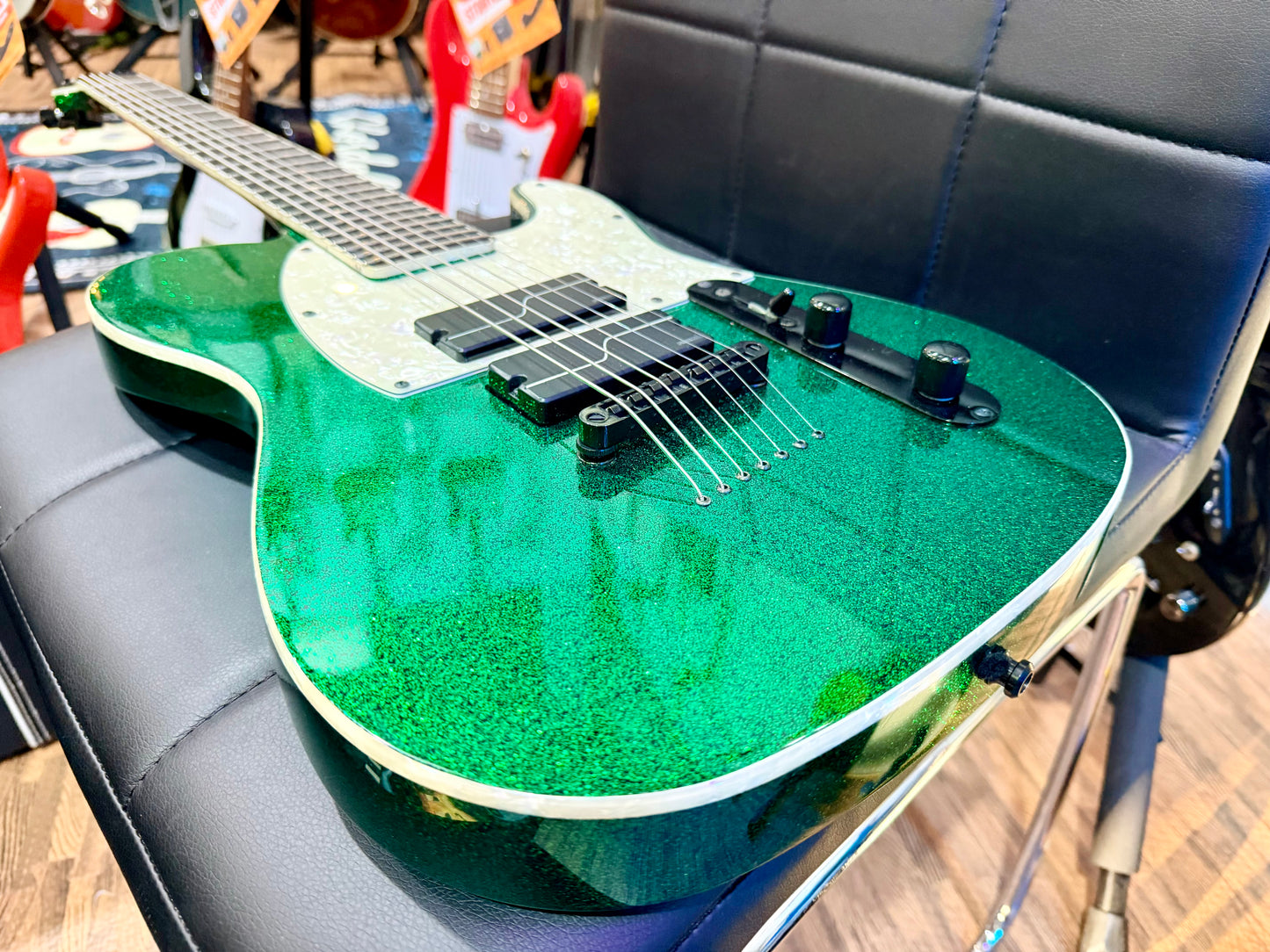 š„MINTš„ ESP LTD SCT-607 Baritone 7 String~ Stephen Carpenter Green Sparkle + Case
