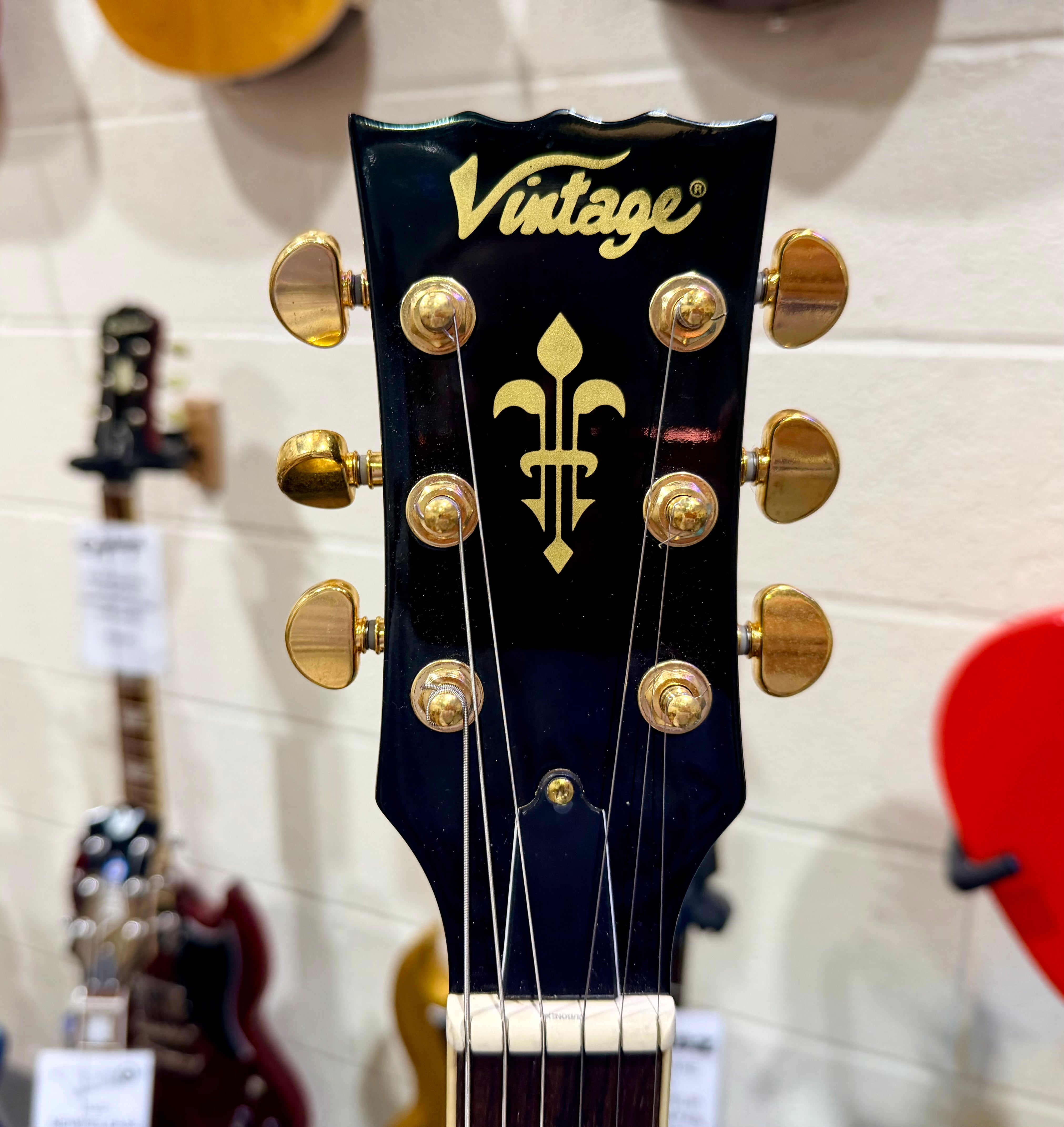 🔥MINT🔥 Vintage V100PBB V100 Les Paul~ P90 Pickups~ 2W90 Gold Hardware~ Black!