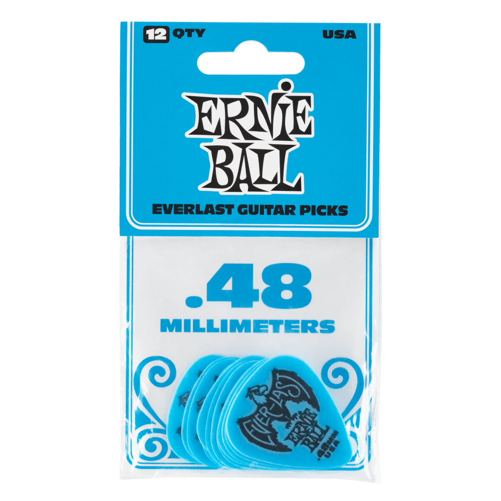 Ernie Ball Everlast Picks- 0.48mm Blue 12 Pack