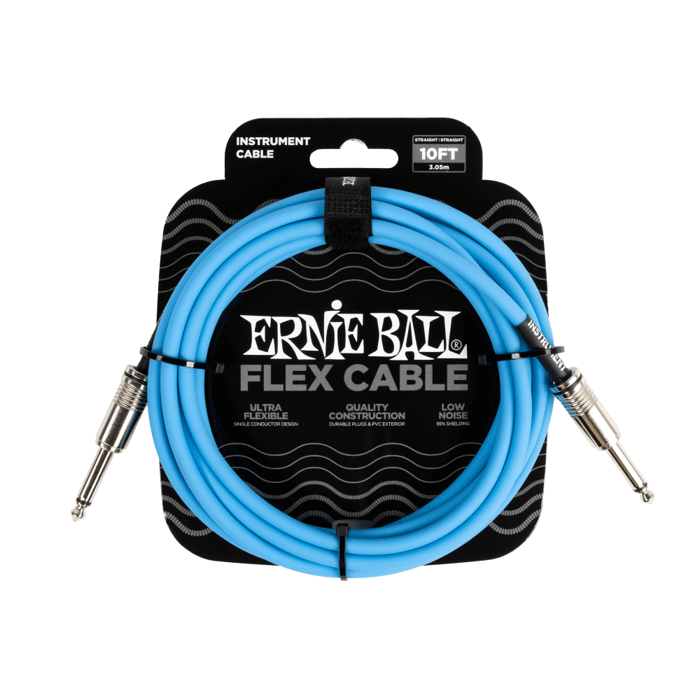 Ernie Ball Flex Instrument Cable- Straight/Straight 10ft- Blue