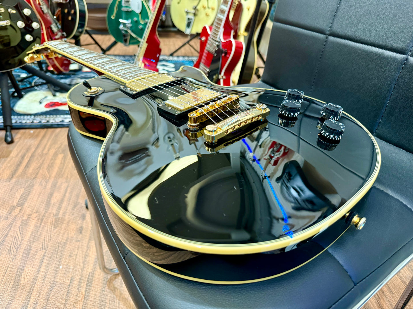 π₯2016π₯ Epiphone Les Paul Custom Pro~ Ebony/Black & Gold~ Coil Tap~Ex Condition