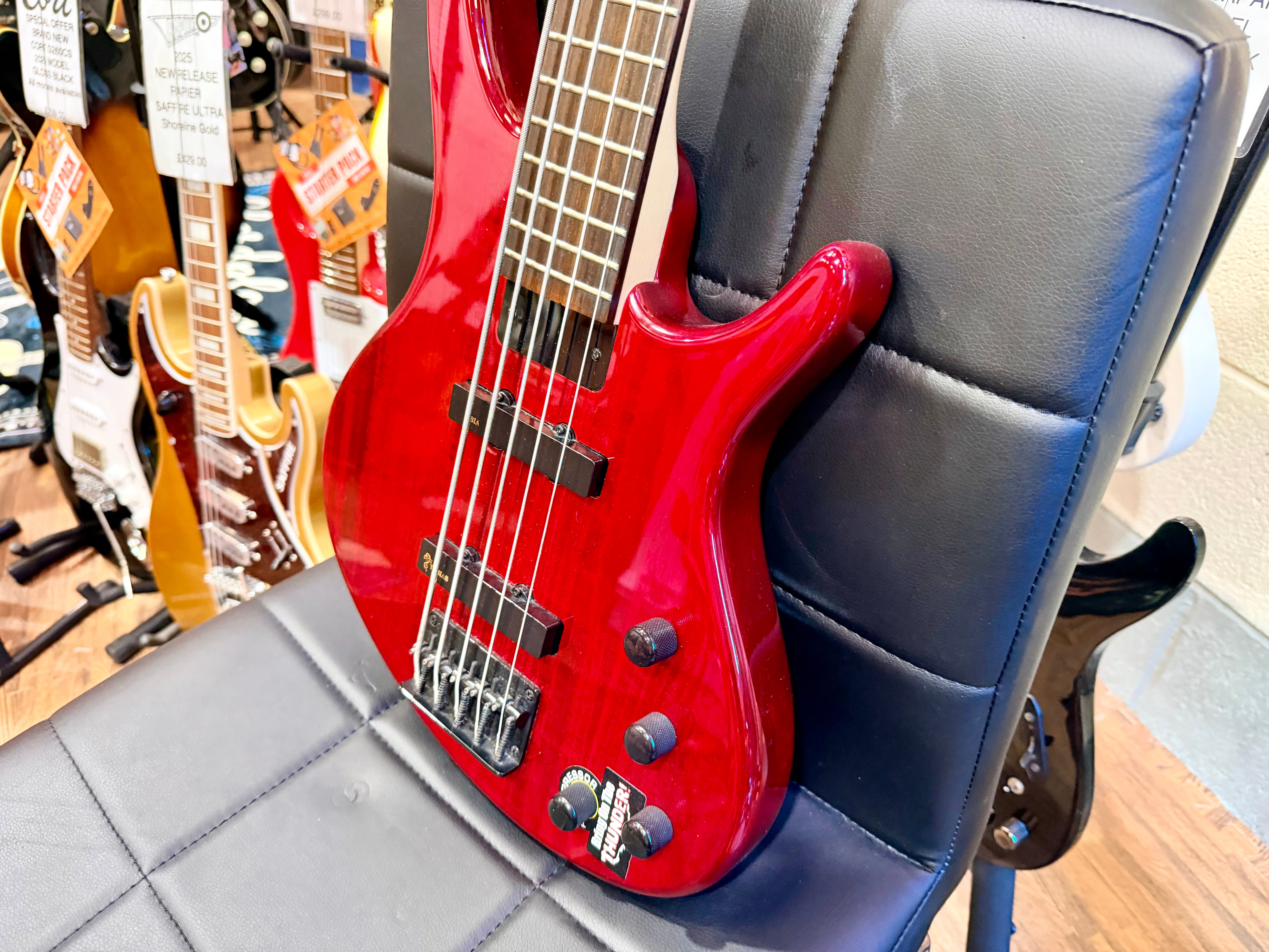 🔥 5 STRING 🔥 Epiphone Toby By Tobias Deluxe V Electric Bass Guitar~ Gloss Red!