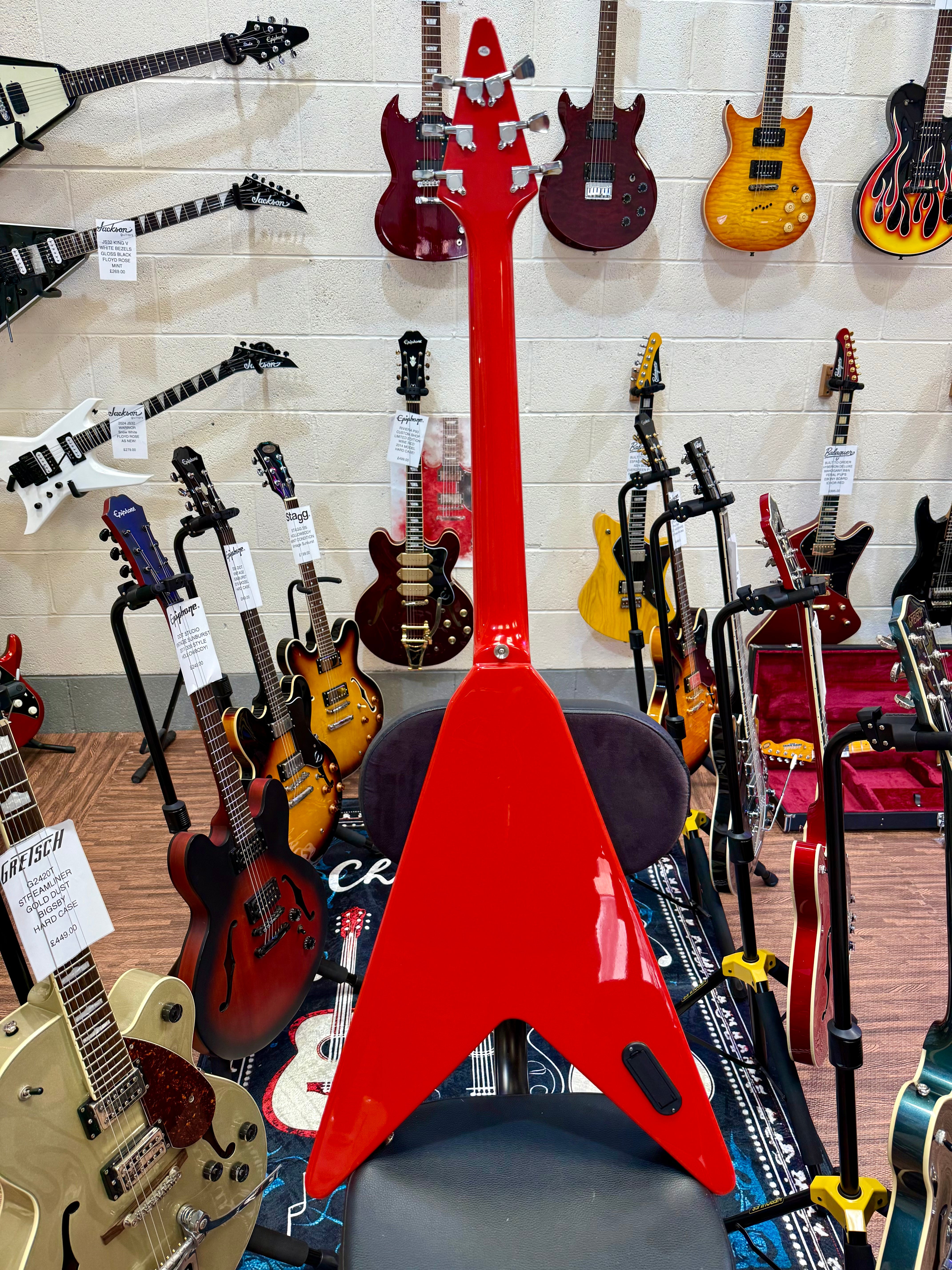 🔥DR WHO🔥 Custom Flying V Left Handed Guitar~ Doctor Who Tardis Lights~ Lefty!