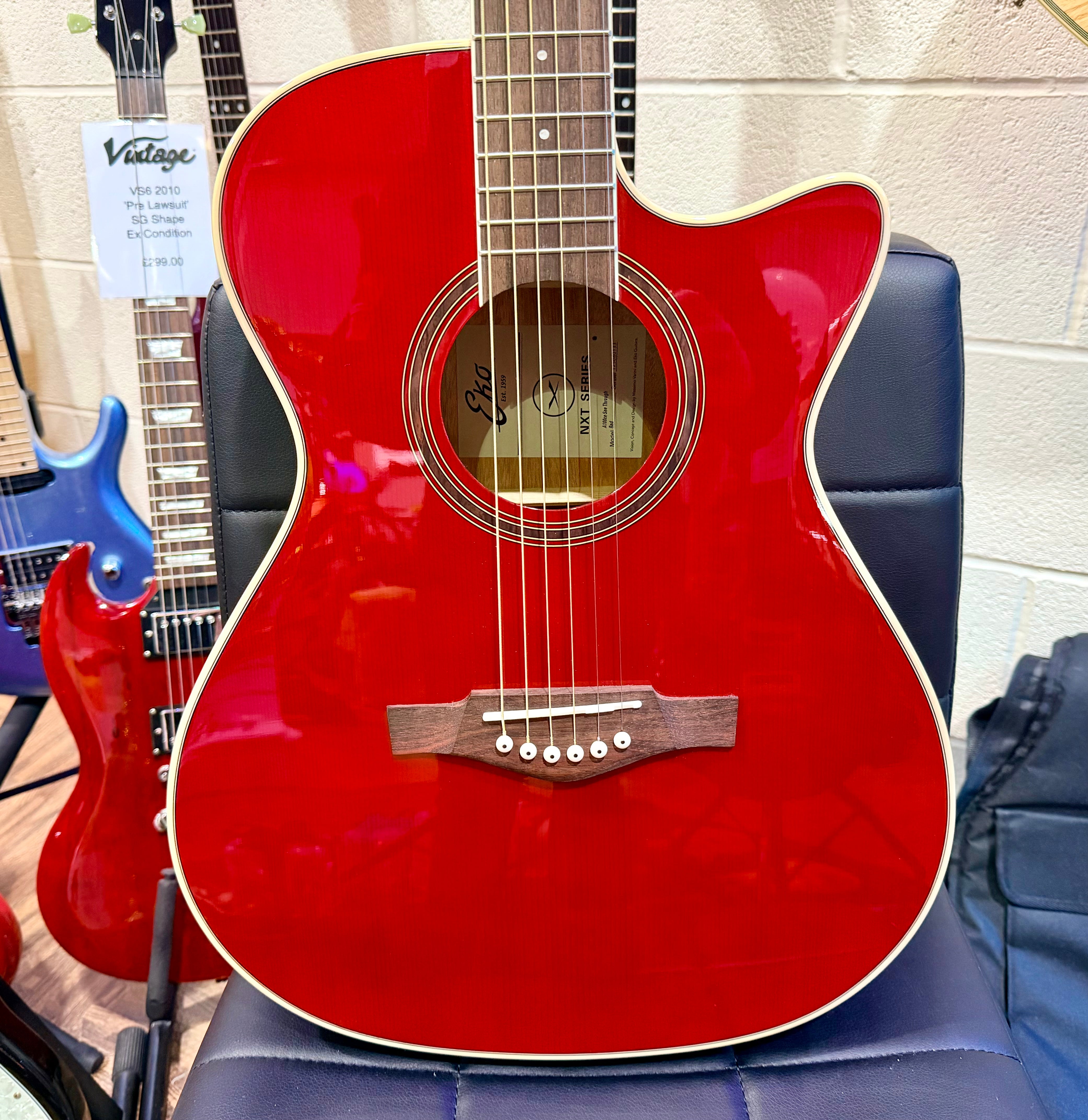 🔥NEW 2026🔥 Eko NXT A100CE Electro-Acoustic Guitar~ See Through Red~ LATEST MODEL