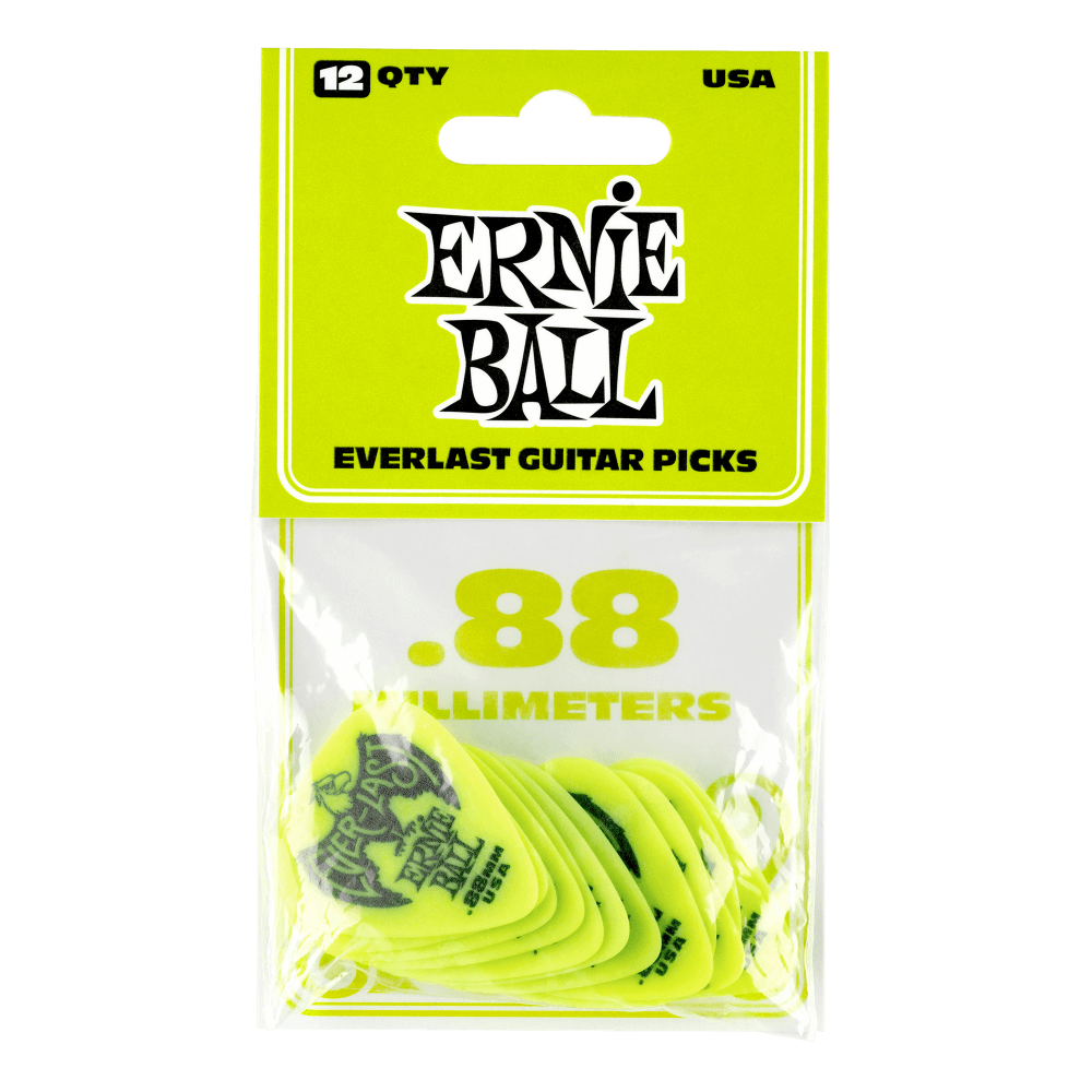 Ernie Ball Everlast Picks- 0.88mm Green 12 Pack