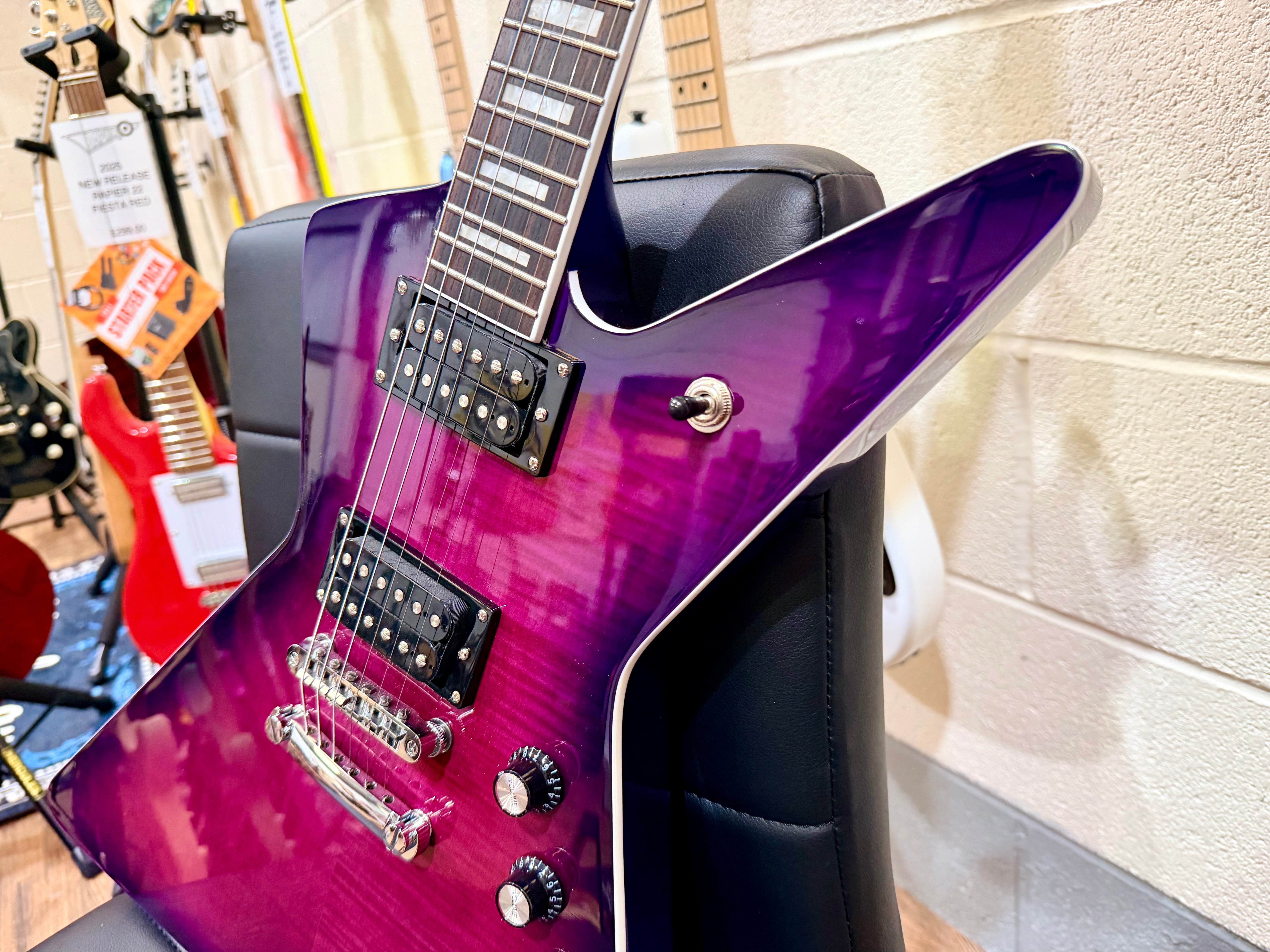 🔥2024🔥 Westcreek Destroyer Electric Guitar~ Explorer Body Shape~ Purple Burst!