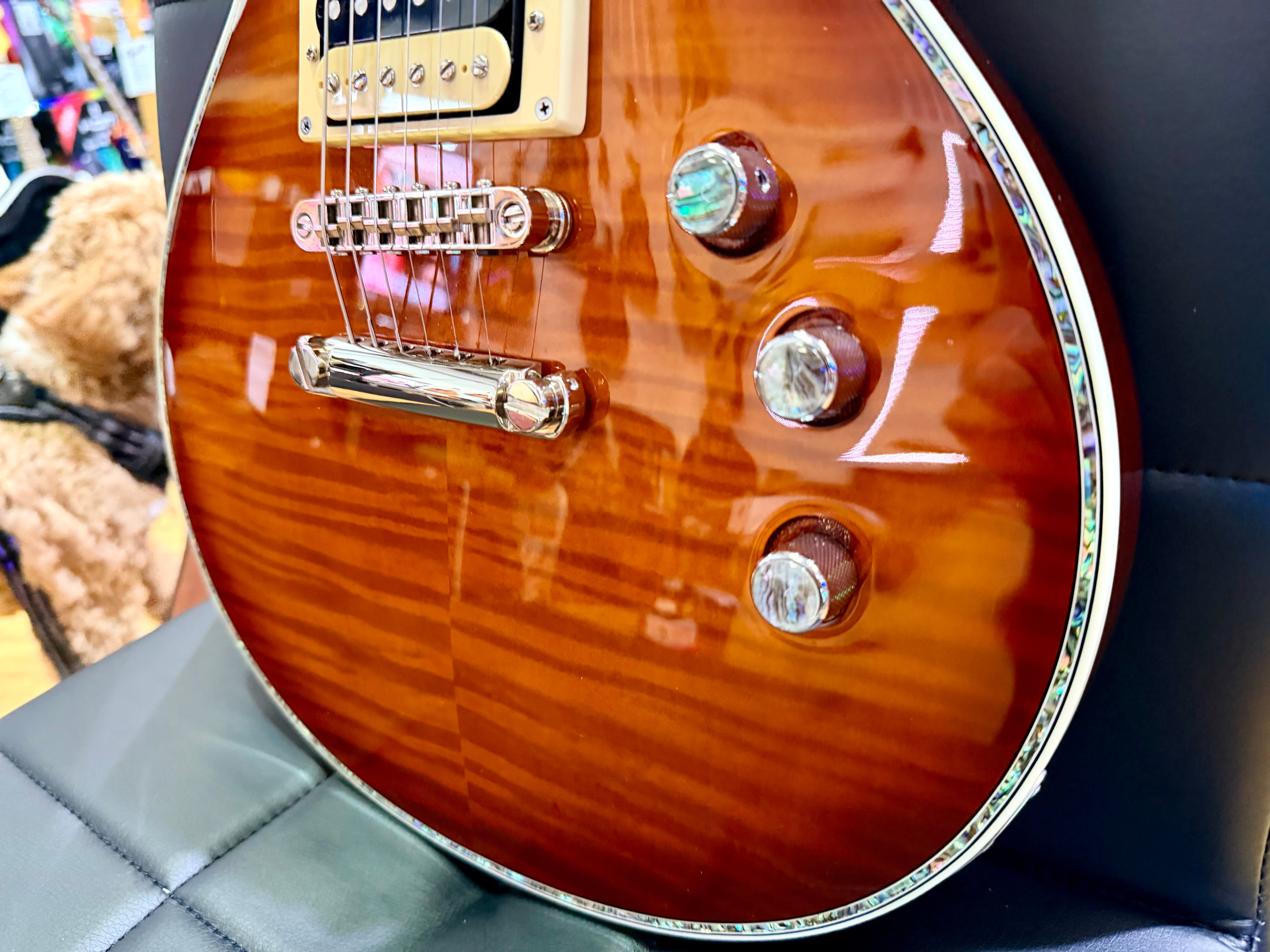 🔥2018🔥 ESP LTD EC-1000 Deluxe Amber Sunburst Electric Guitar + Case~ Abalone!