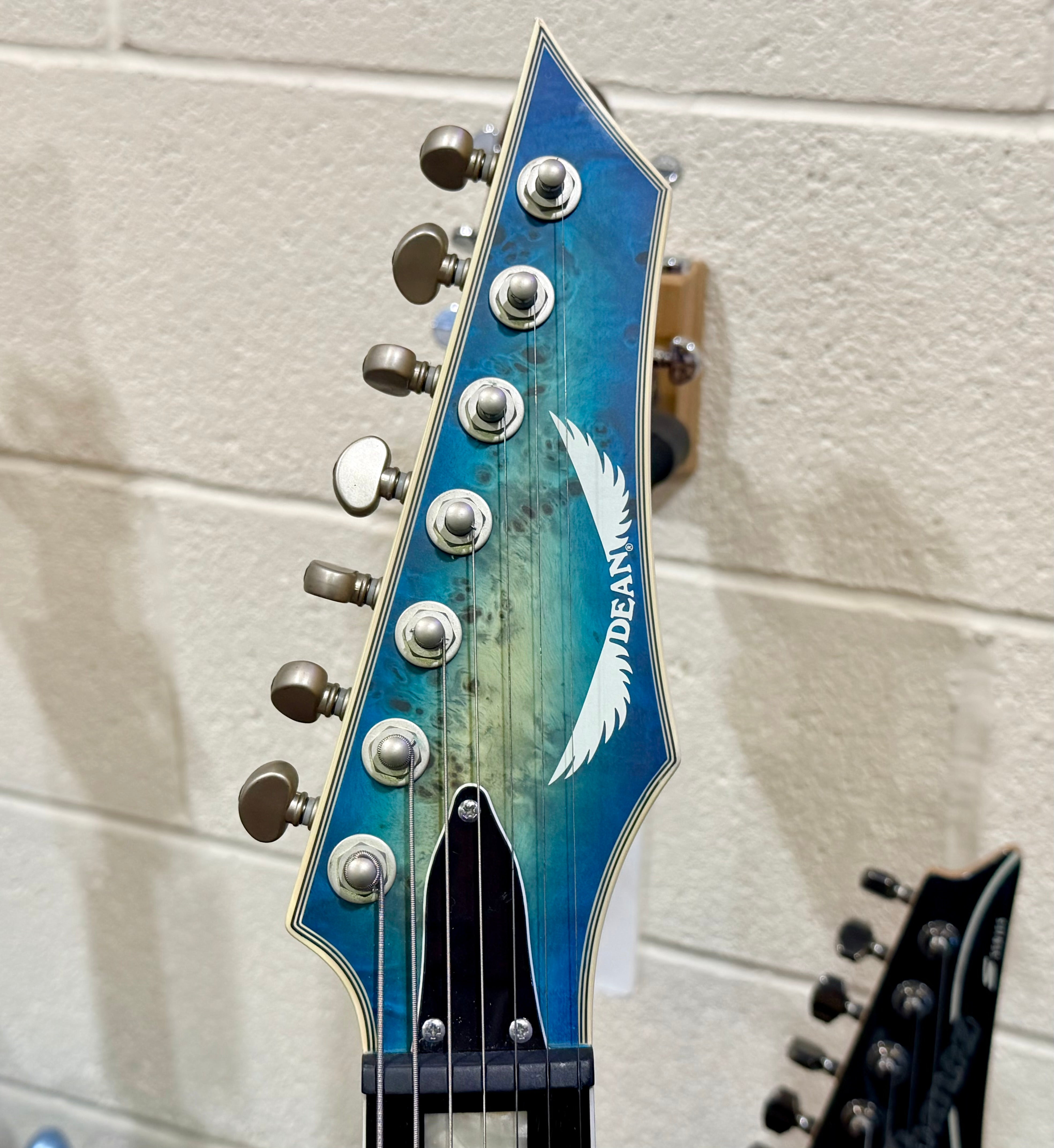 🔥2021🔥 Dean Exile Select 7-String Burl Poplar~ Satin Turquoise Burst~ Rare!