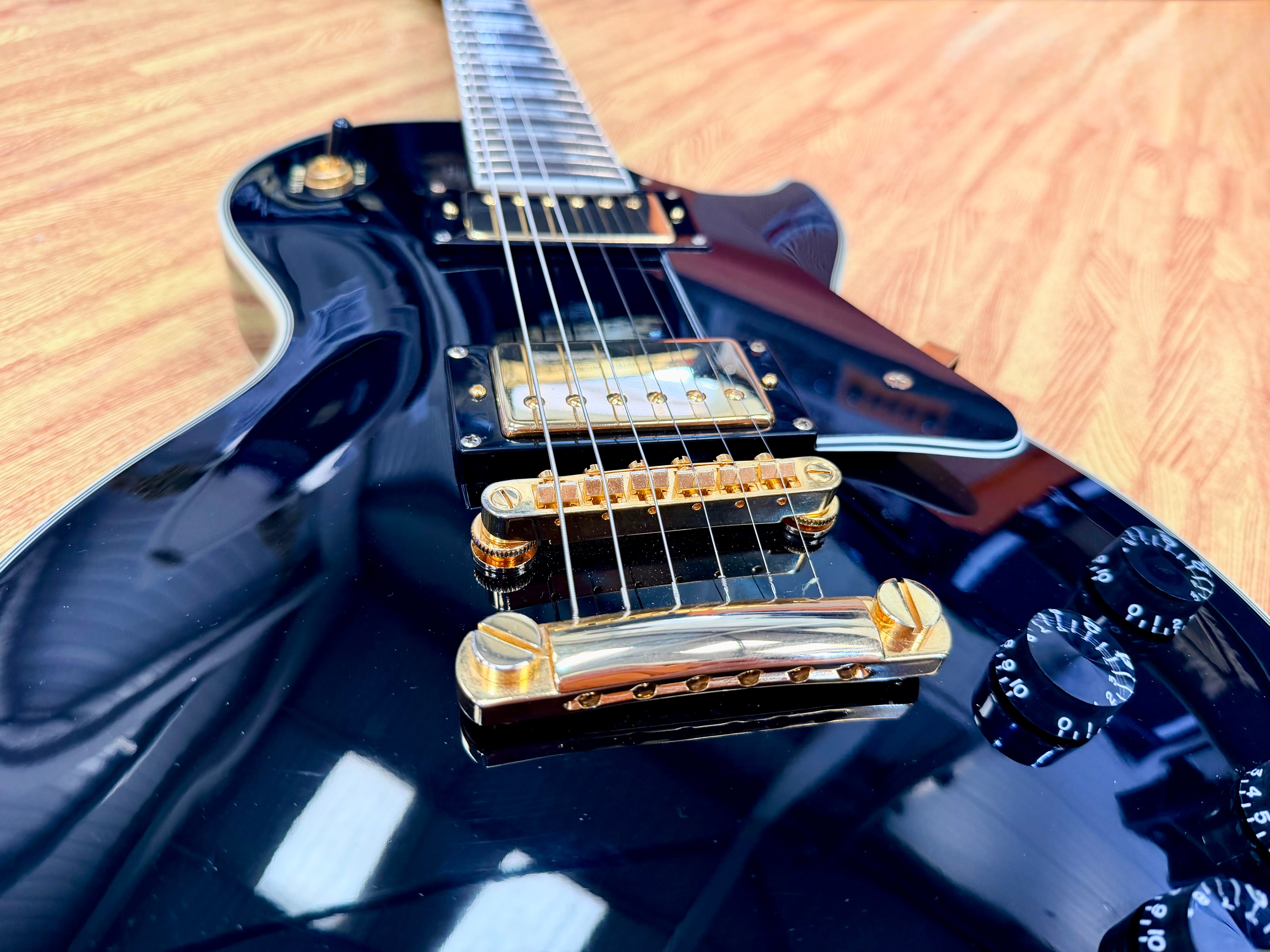 ✨2003✨ Epiphone Les Paul Custom~ Ebony~ Unsung Korea~ Black & Gold~ Cherished!