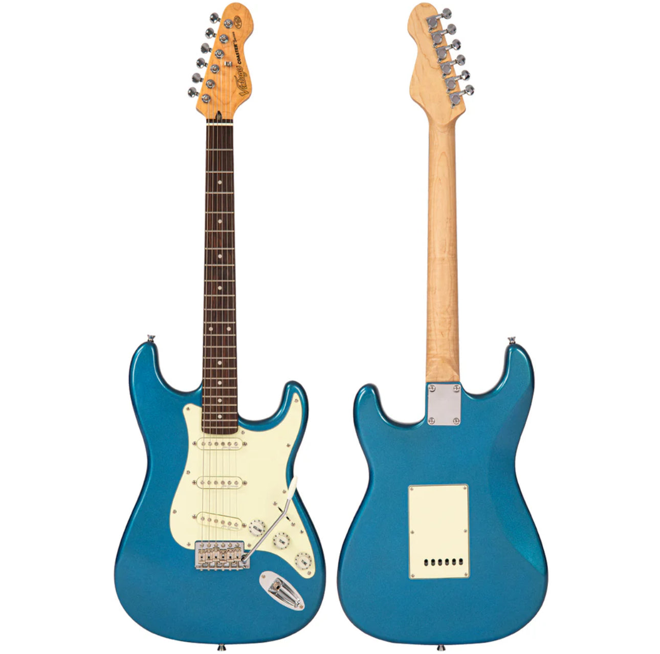 Vintage V60 Coaster Series Electric Guitar Starter Pack Bundle~ Candy Apple Blue