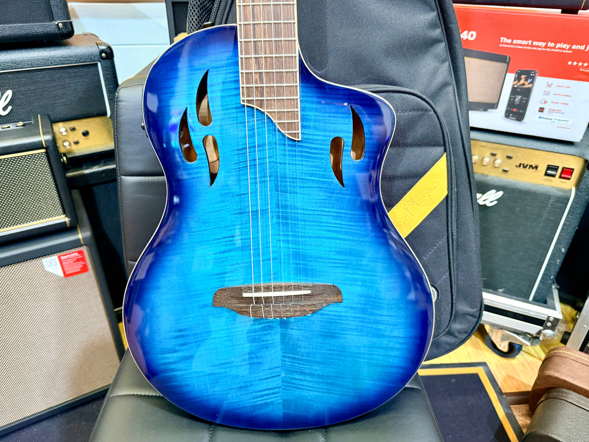 🔥NEW🔥 Ortega TourPlayer Deluxe RTPDLX-FMA Nylon Electro-Acoustic Guitar Blue!