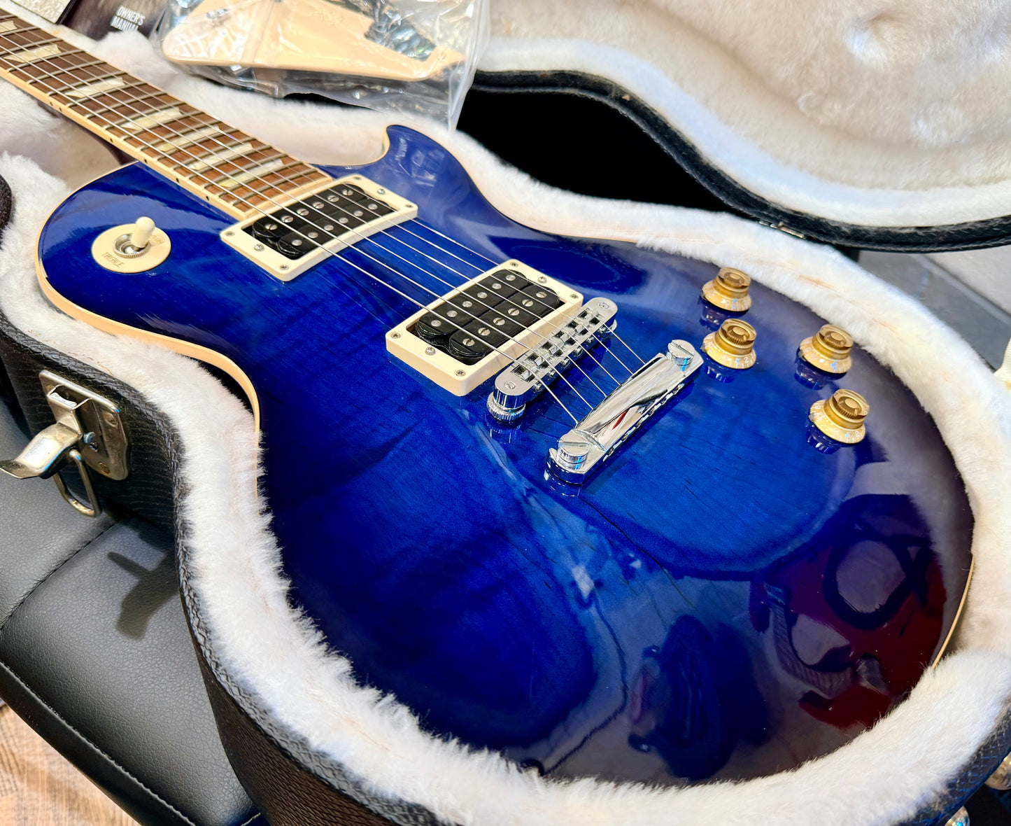 🔥2011 USA🔥 Gibson Les Paul Classic Plus Top~ Manhattan Midnight Blue + Case!