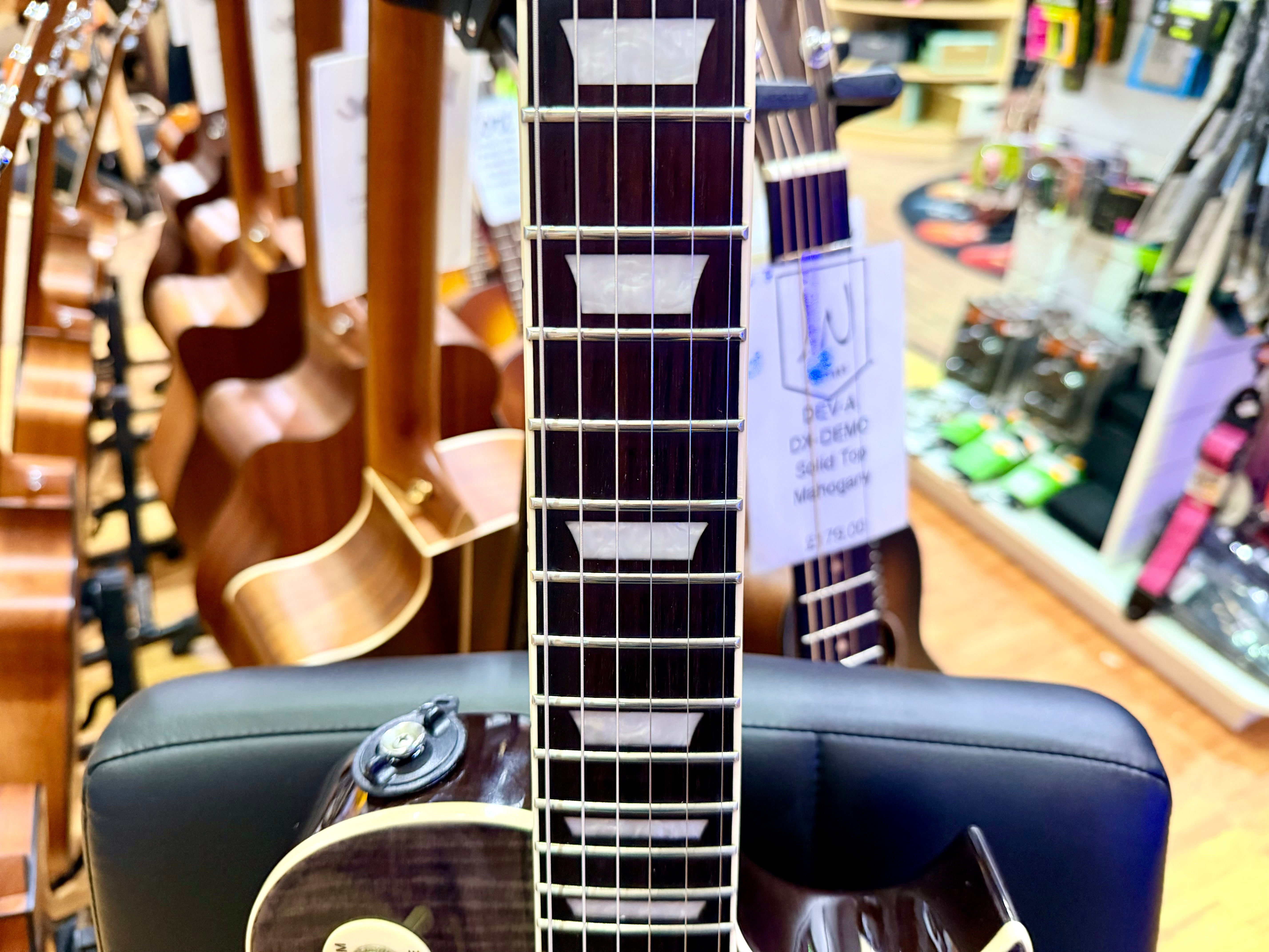 🔥MINT🔥 Vintage V100T BK ReIssued Series Electric Guitar~ Flamed Thru Black LP!
