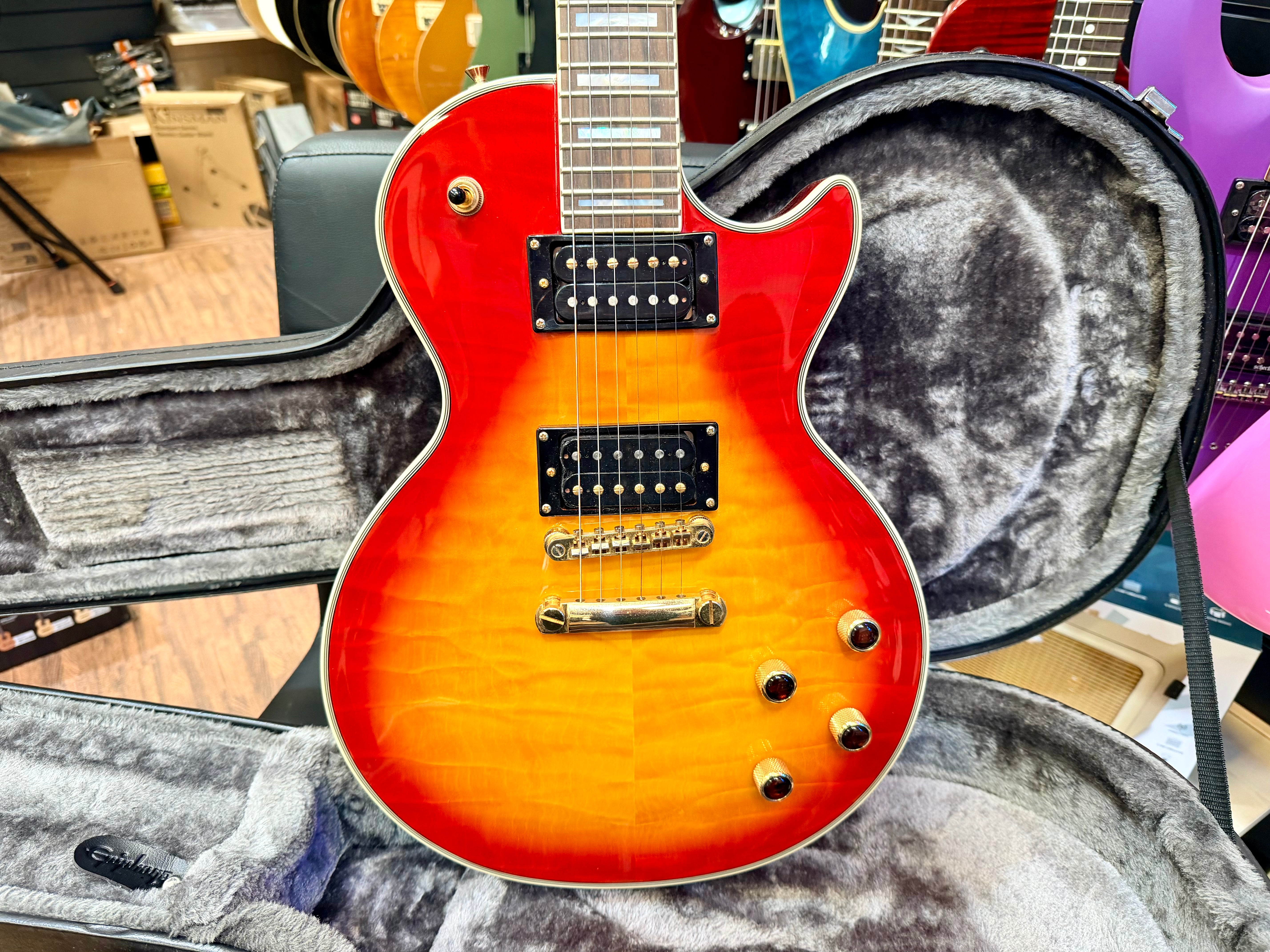 🔥GIBSON PICKUPS🔥 Epiphone Prophecy Les Paul Custom Plus GX~ Cherry Sunburst!