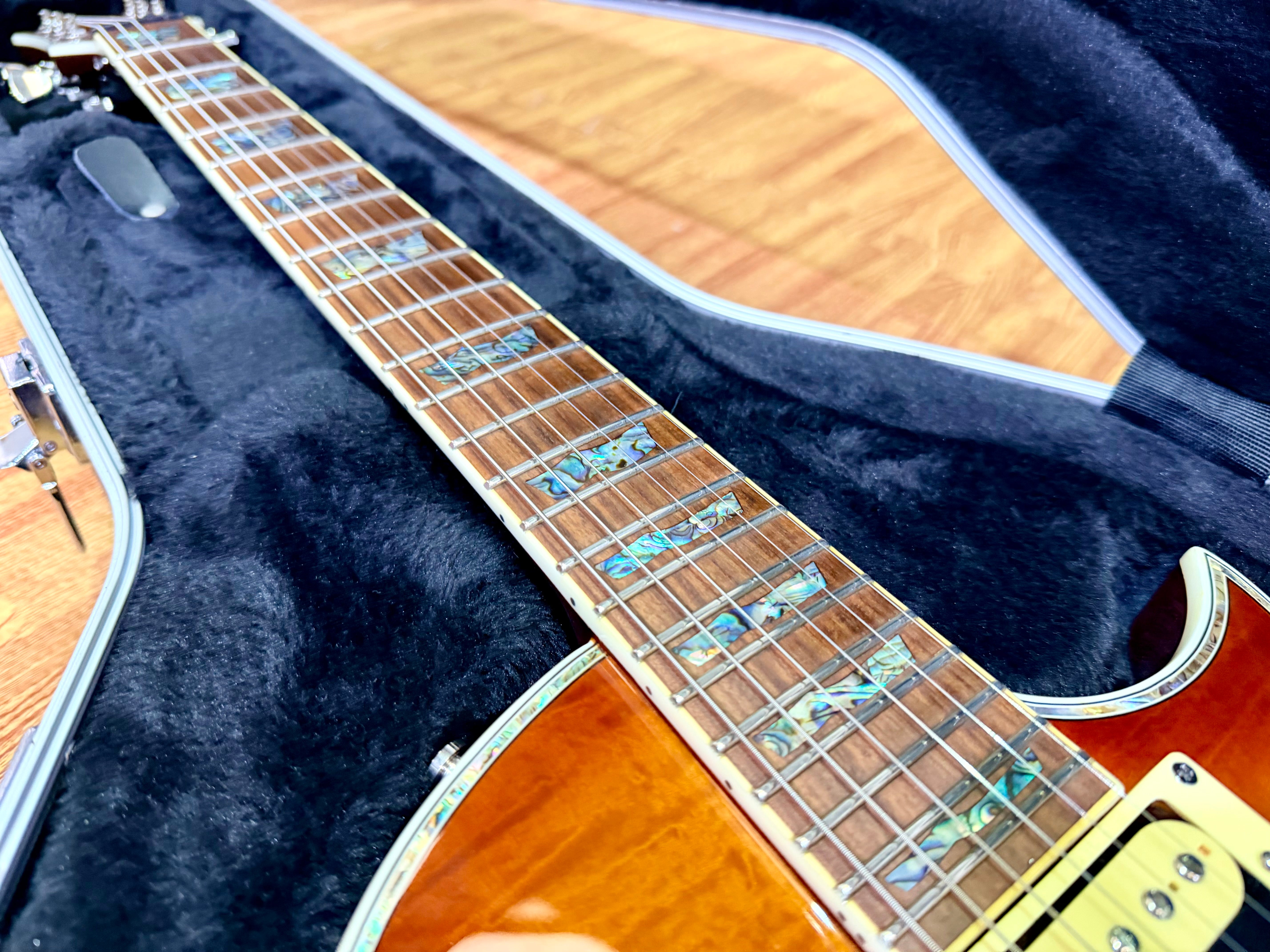 🔥2018🔥 ESP LTD EC-1000 Deluxe Amber Sunburst Electric Guitar + Case~ Abalone!