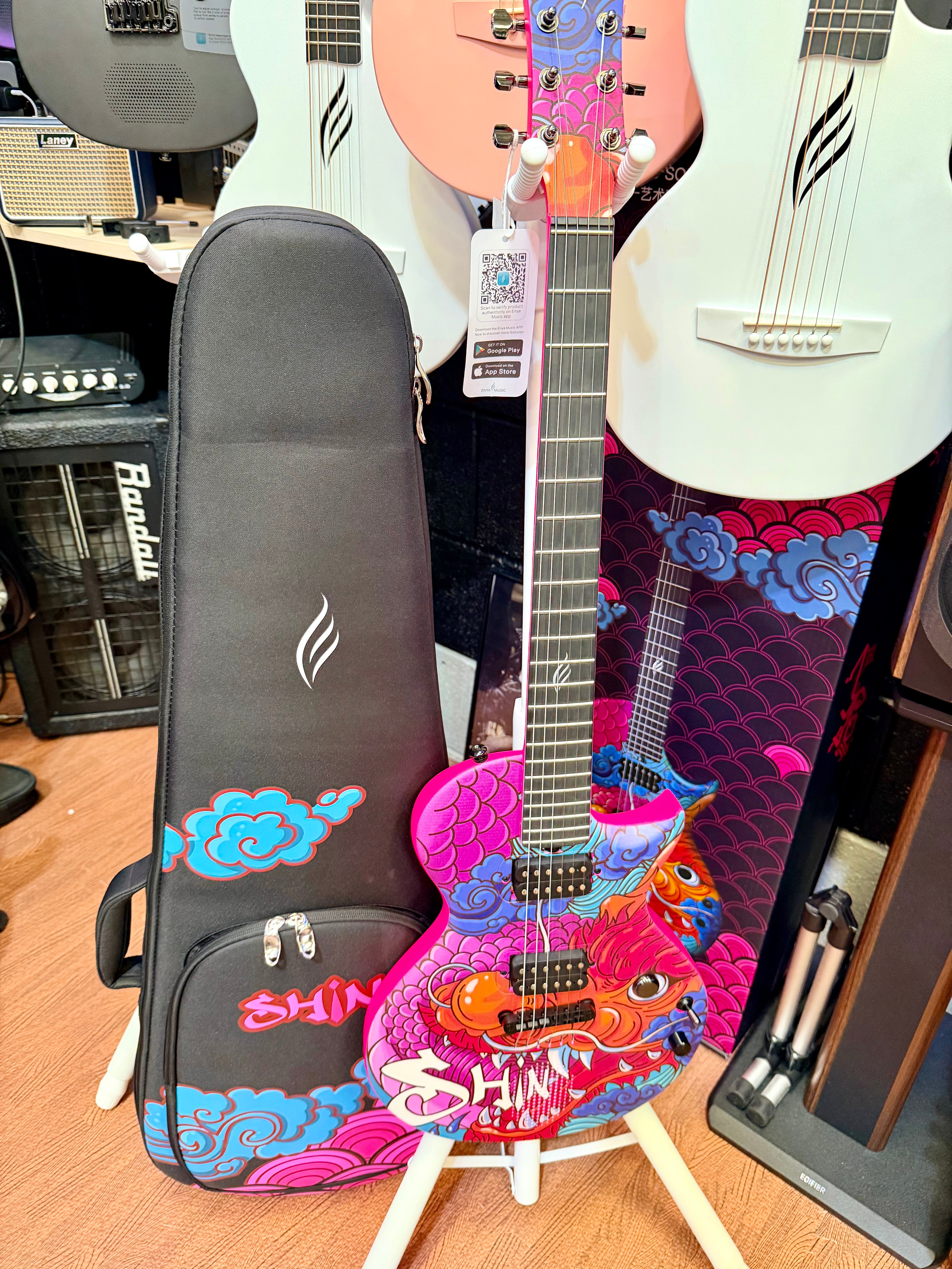 ✨NEW✨ Enya Nova Go Sonic Custom Dragon Artwork~ Smart Electric Guitar + Bag!