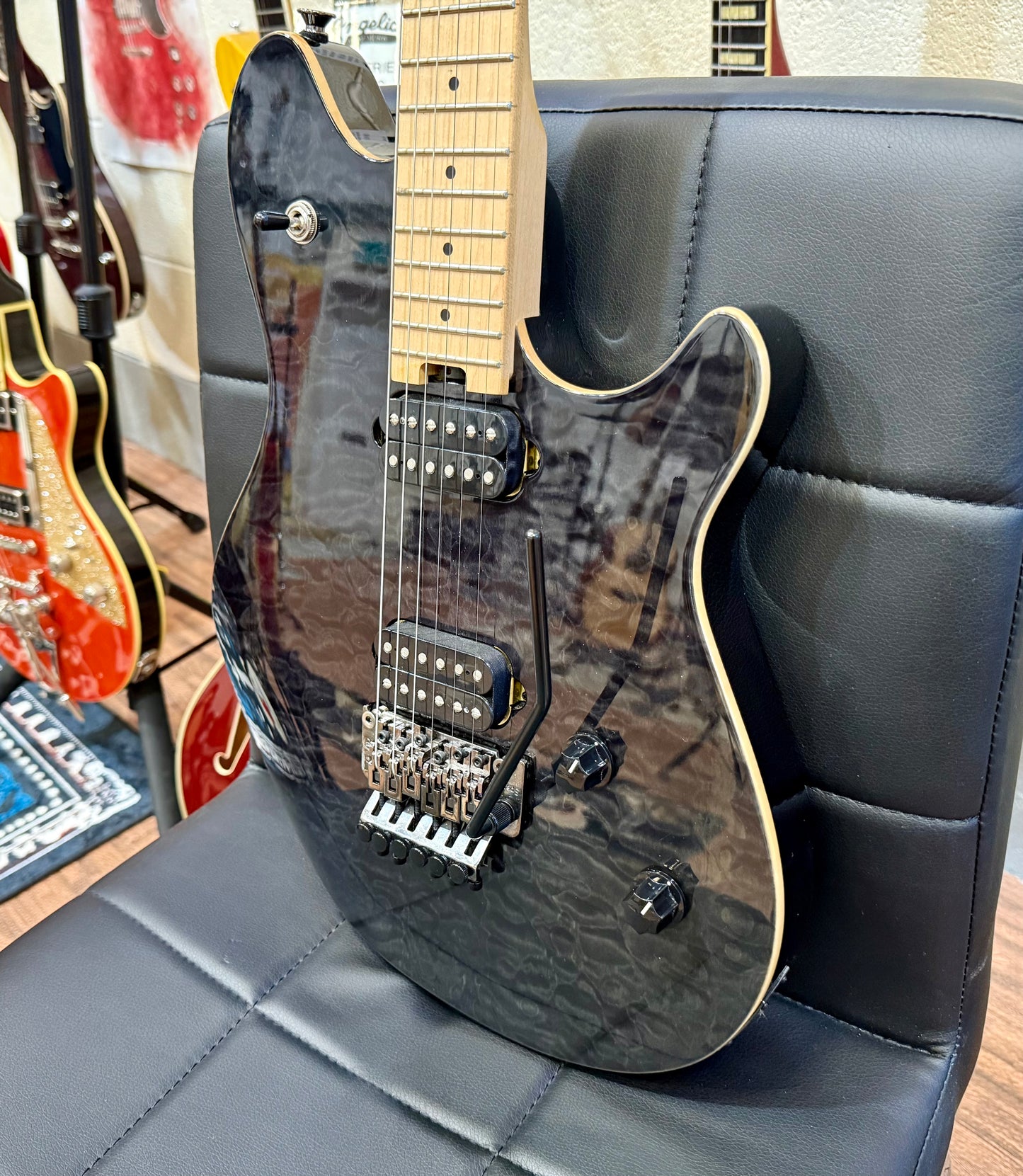 ๐ธ2014๐ธ EVH Wolfgang Standard~ Quilted Trans Black Guitar~ Van Halen~ Floyd Rose