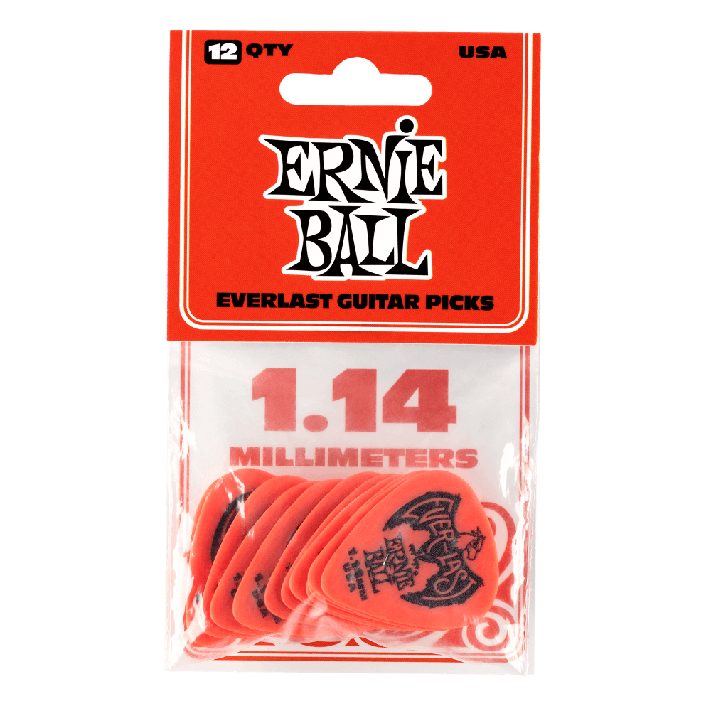Ernie Ball Everlast Picks- 1.14mm Red 12 Pack