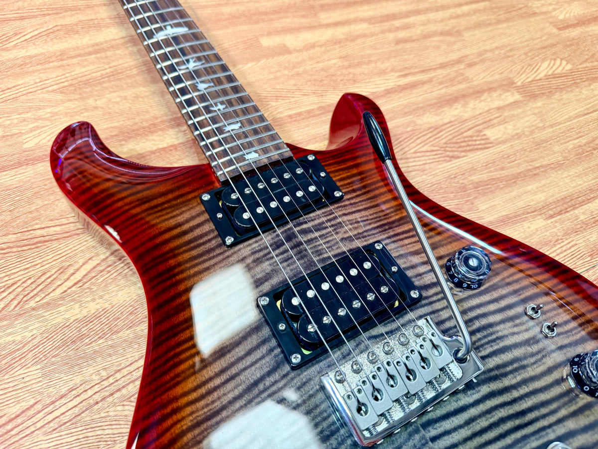 π2024π PRS SE Custom 24-08 Charcoal Red Burst~ Locking Tuners & Gig Bag!