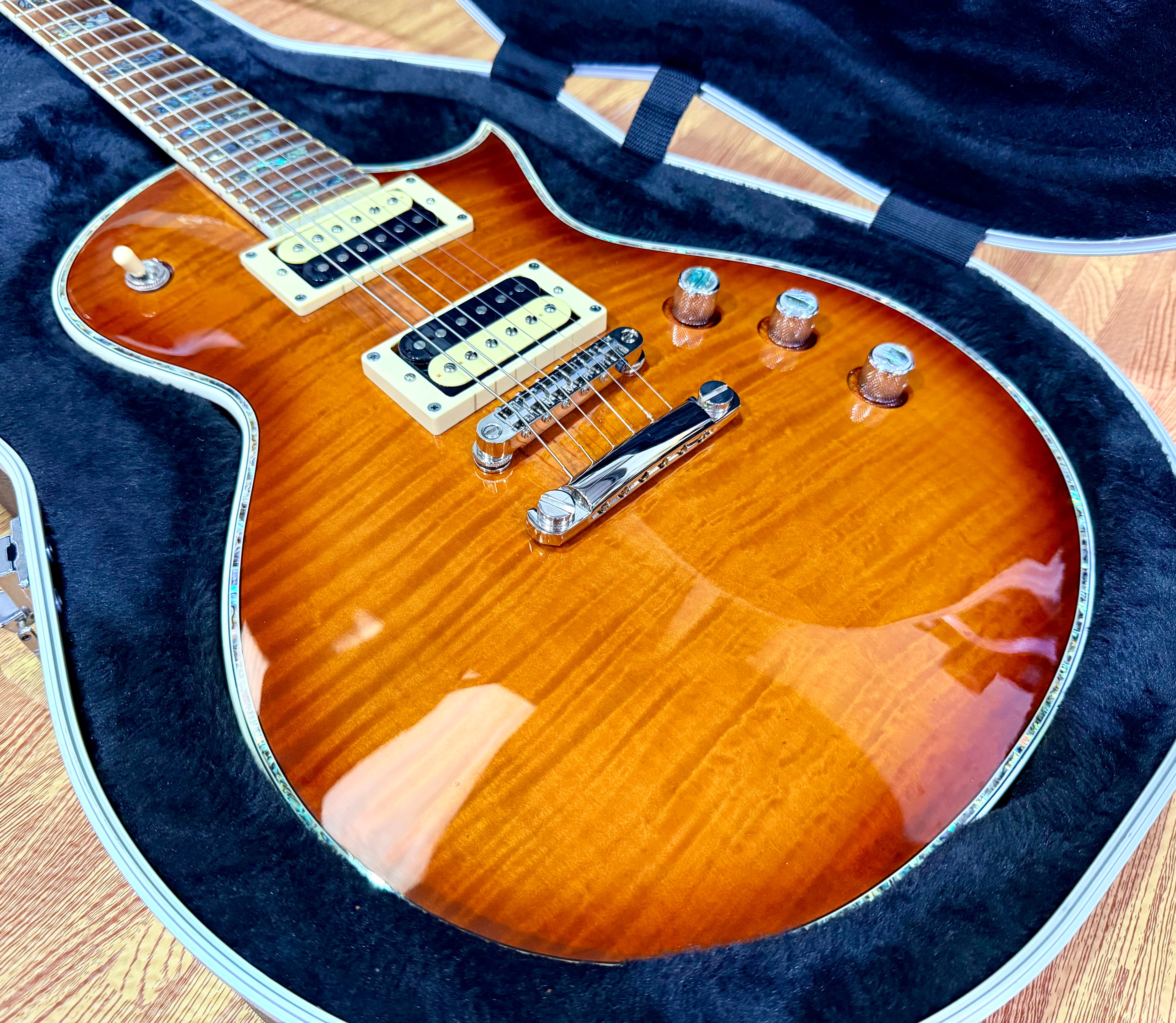 🔥2018🔥 ESP LTD EC-1000 Deluxe Amber Sunburst Electric Guitar + Case~ Abalone!