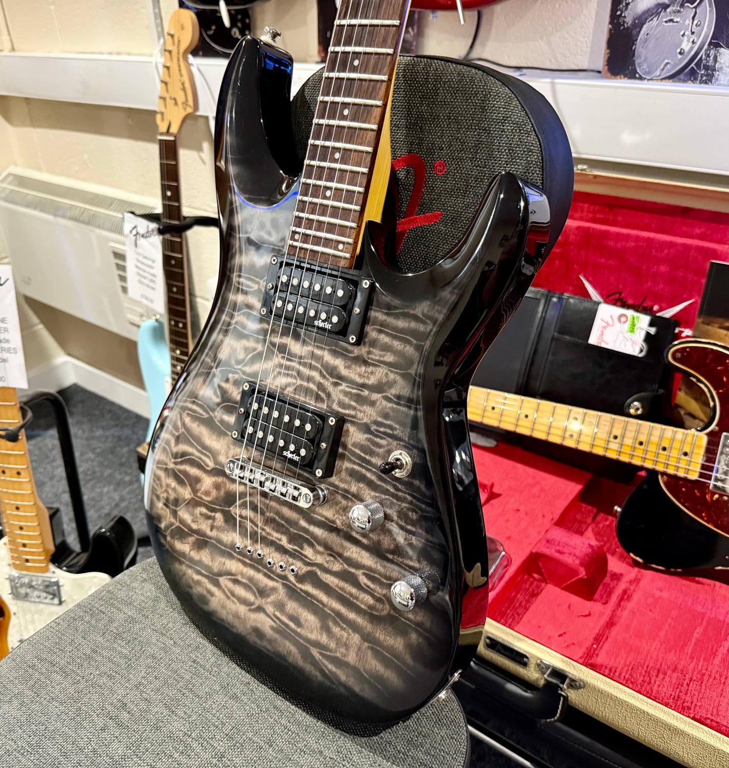 🔥EX-DEMO🔥 Schecter C-6 Plus Trans Black Charcoal Burst~ Diamond Series Guitar!
