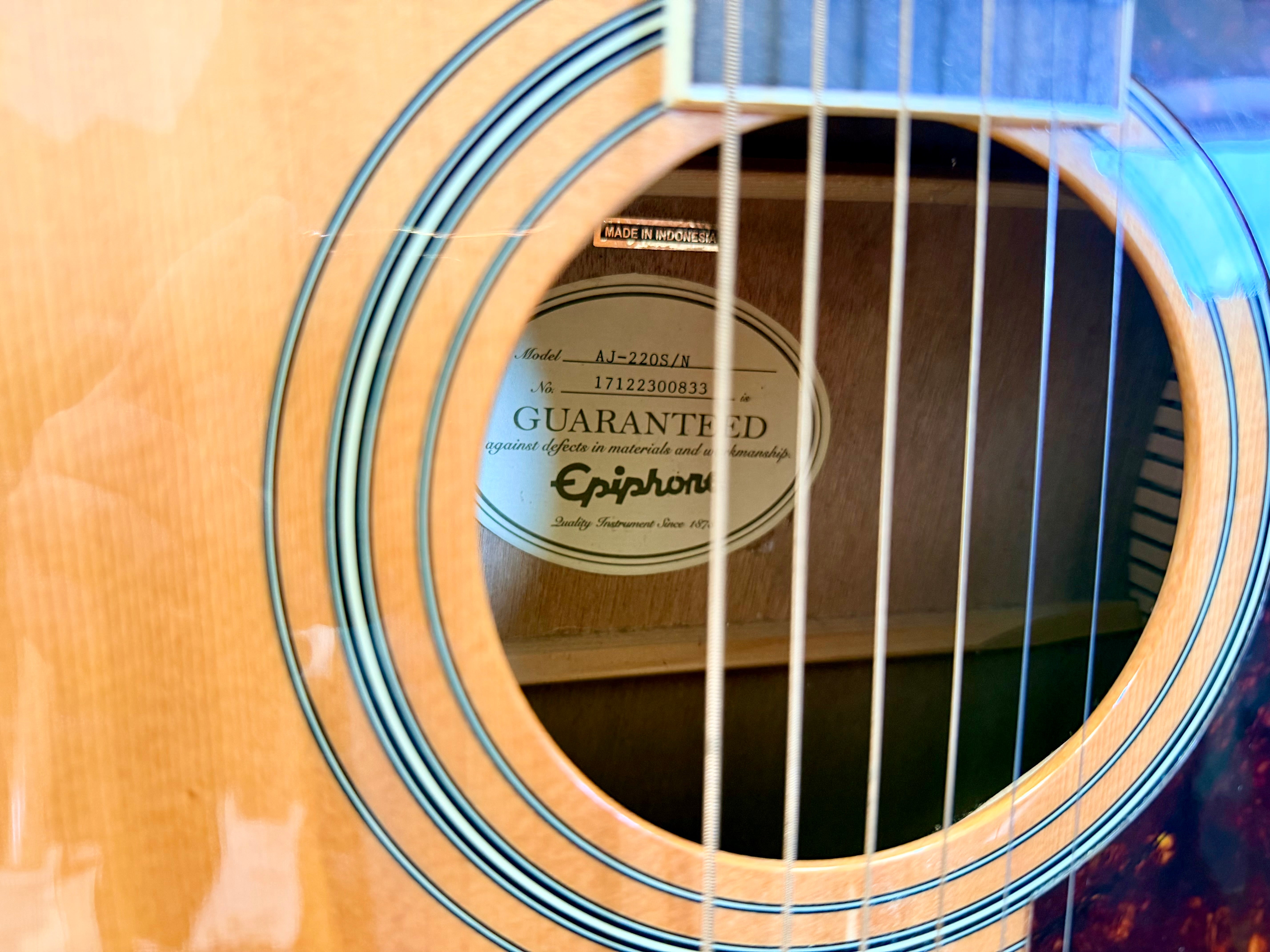 ⚡️2017⚡️ Epiphone AJ-220S/N Acoustic Guitar Natural~ Solid Top Dreadnought!