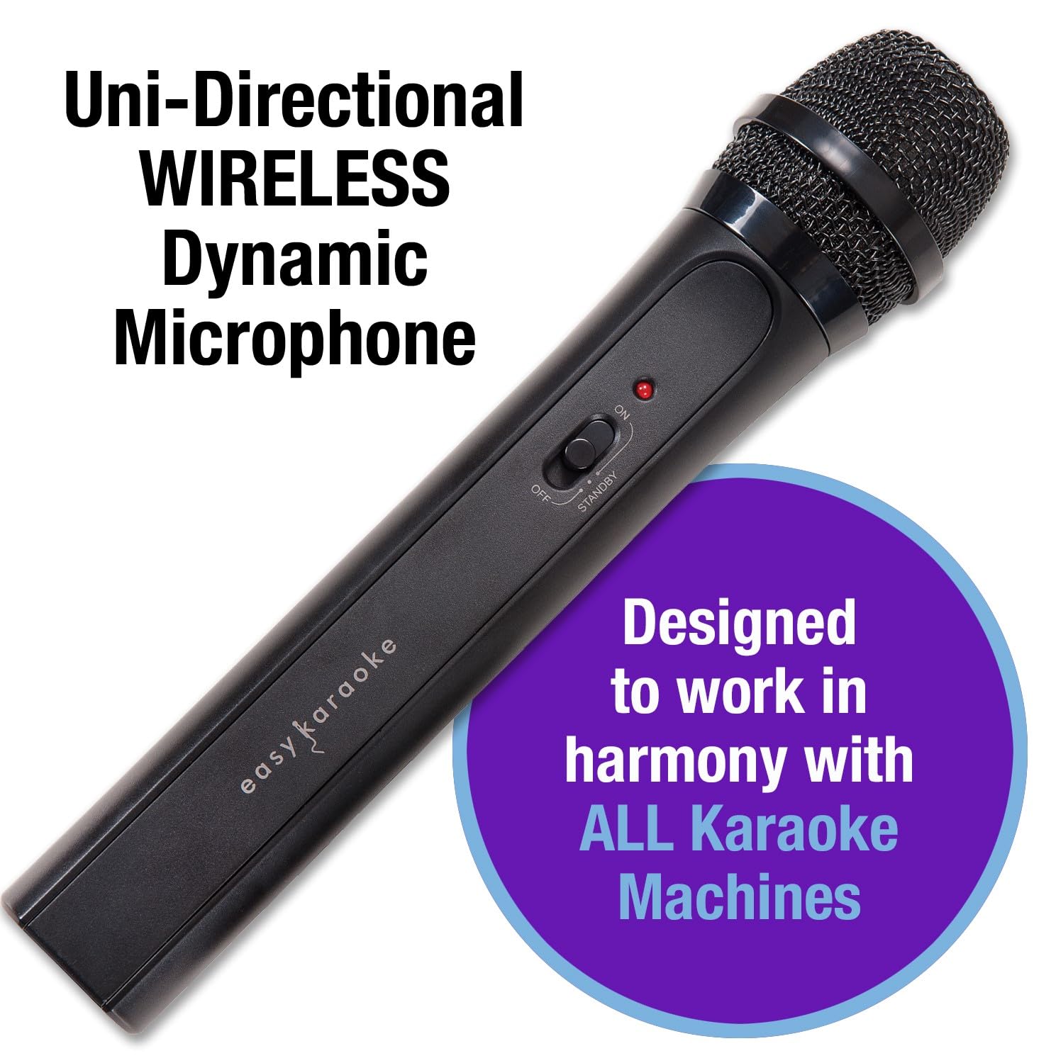 NEW Easy Karaoke Uni-Directional Dynamic Wireless Microphone Black EKS717B