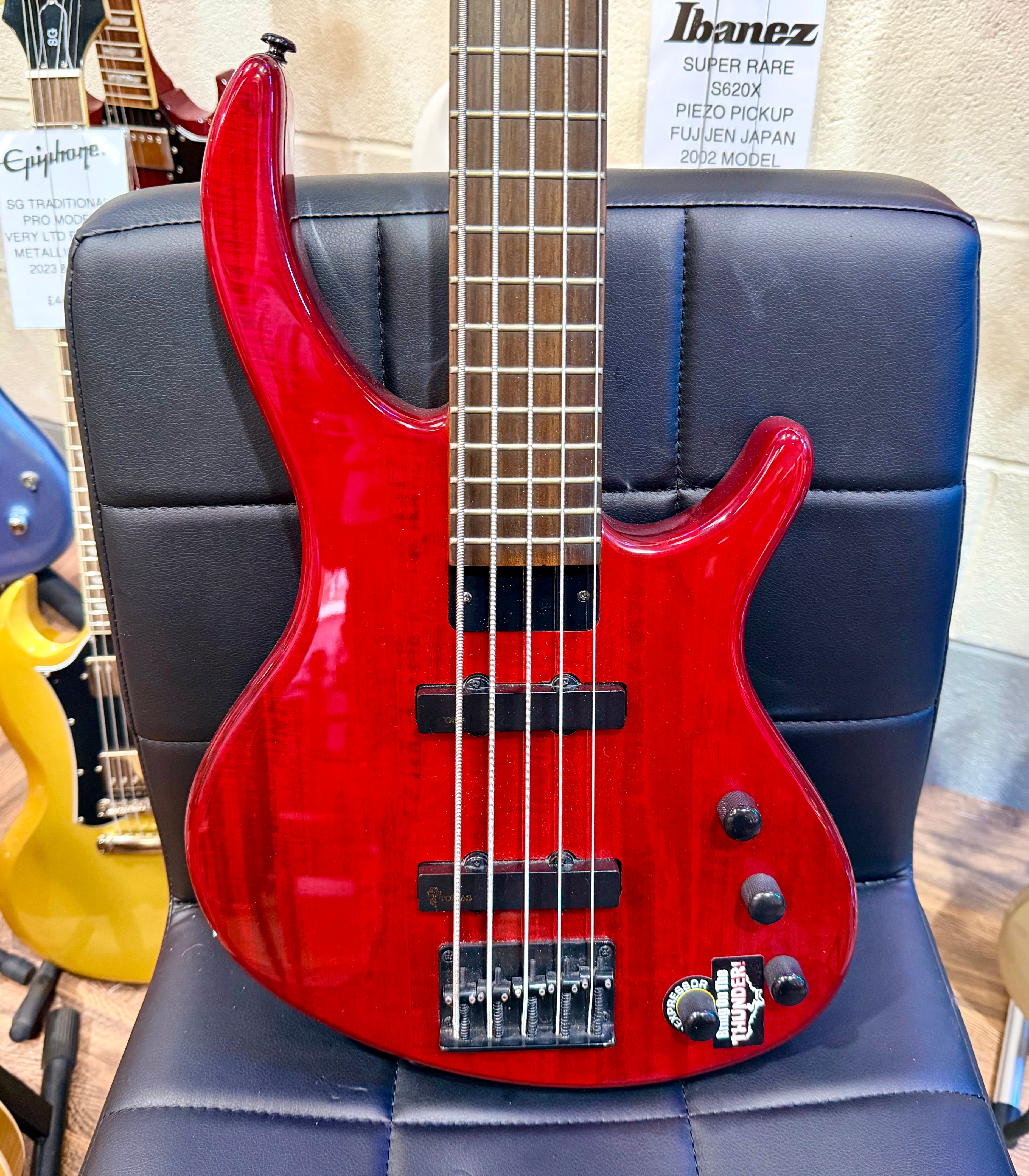 🔥 5 STRING 🔥 Epiphone Toby By Tobias Deluxe V Electric Bass Guitar~ Gloss Red!