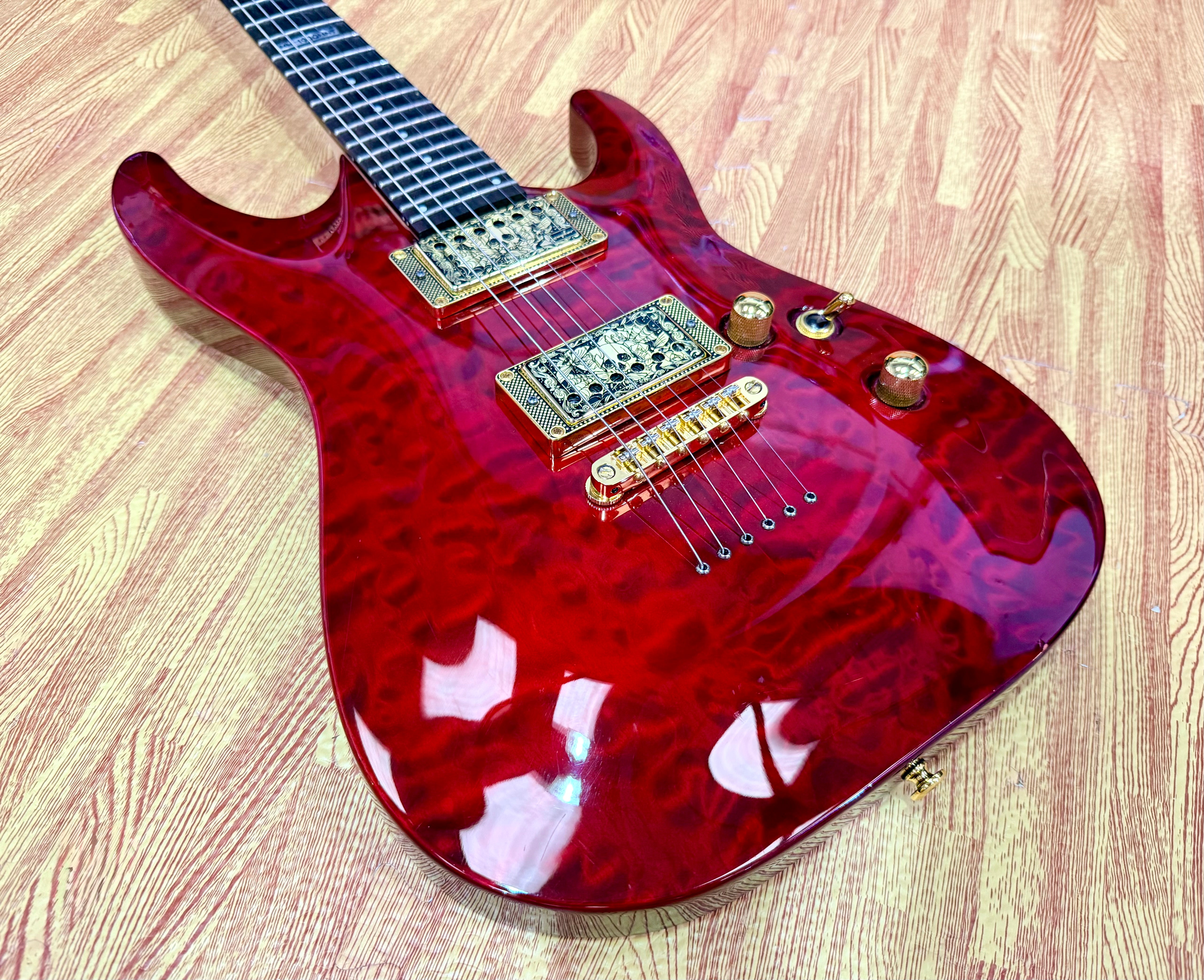 π₯2012π₯ ESP LTD MH-100QM NT See Thru Black Cherry~ Gold Hardware Guyker Lockers