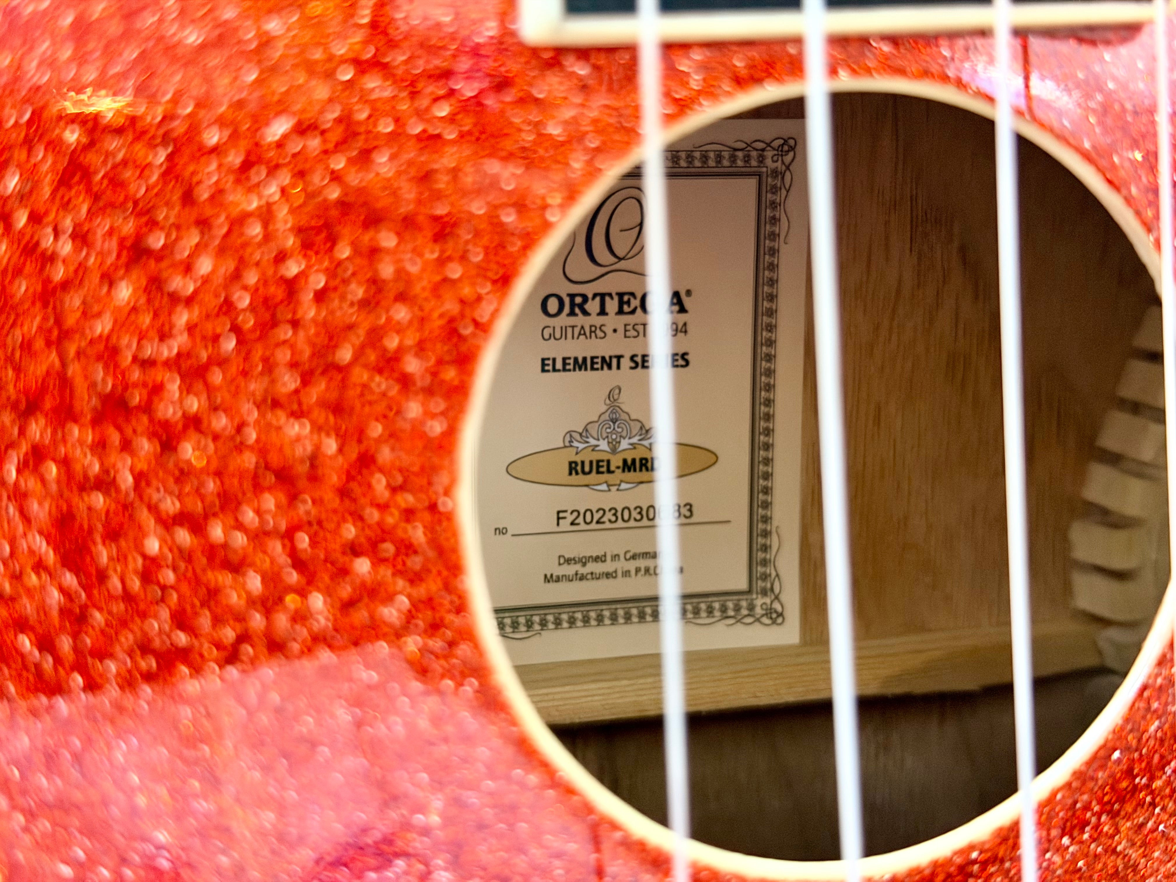 🔥NEW 2025🔥 Ortega Concert Ukulele~ Element Series Metallic Red Sparkle~ Gig Bag