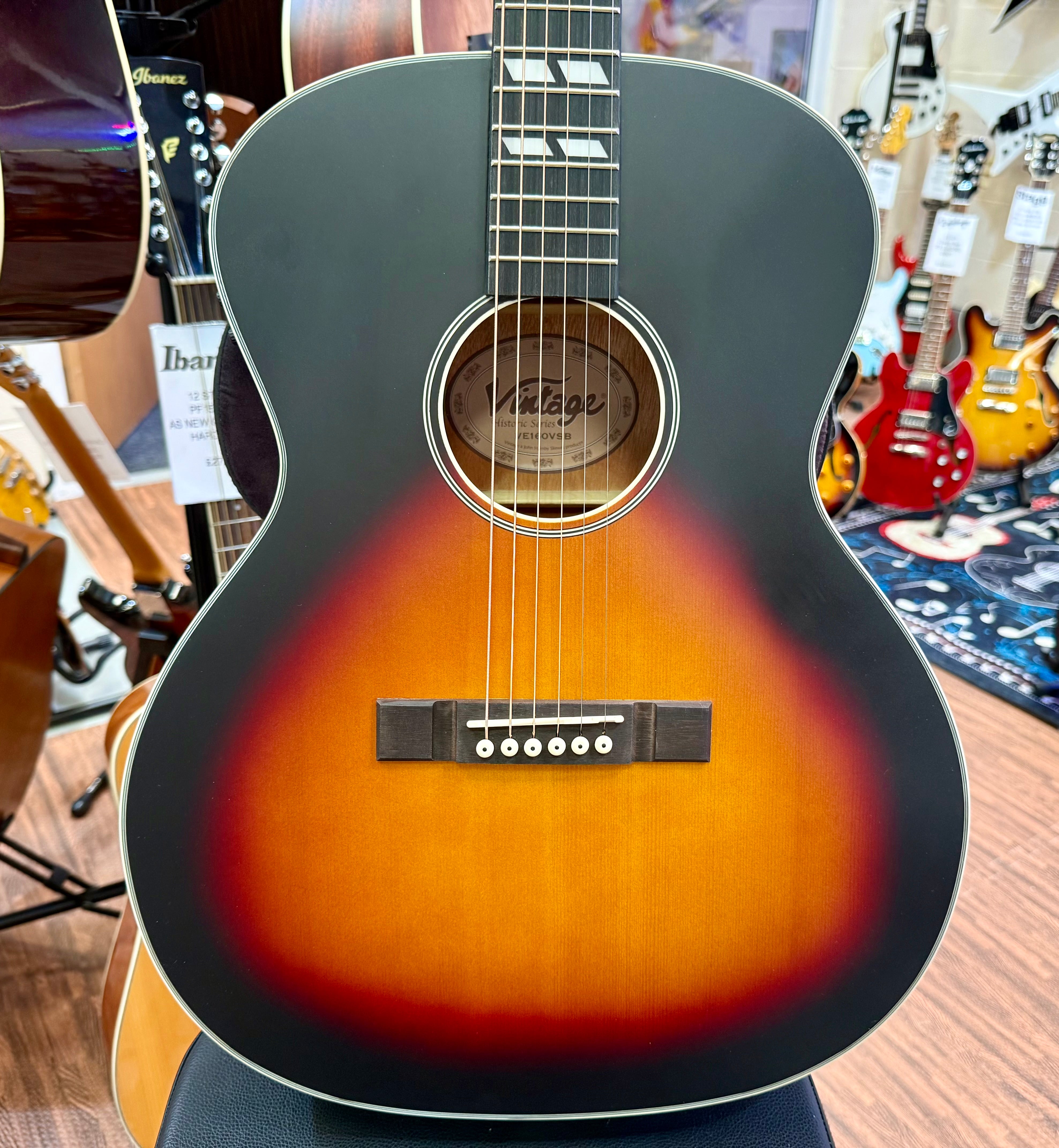 πNEW 2025π Vintage Historic Series Electro Acoustic Orchestral Guitar~ VE160VSB